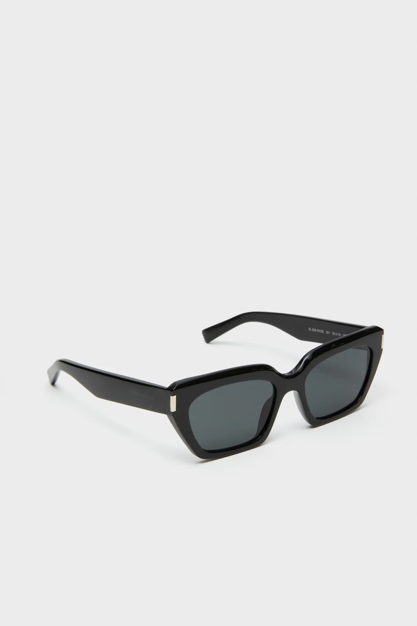 Shiny Solid Black Corner Angle M Sunglasses - Image 4