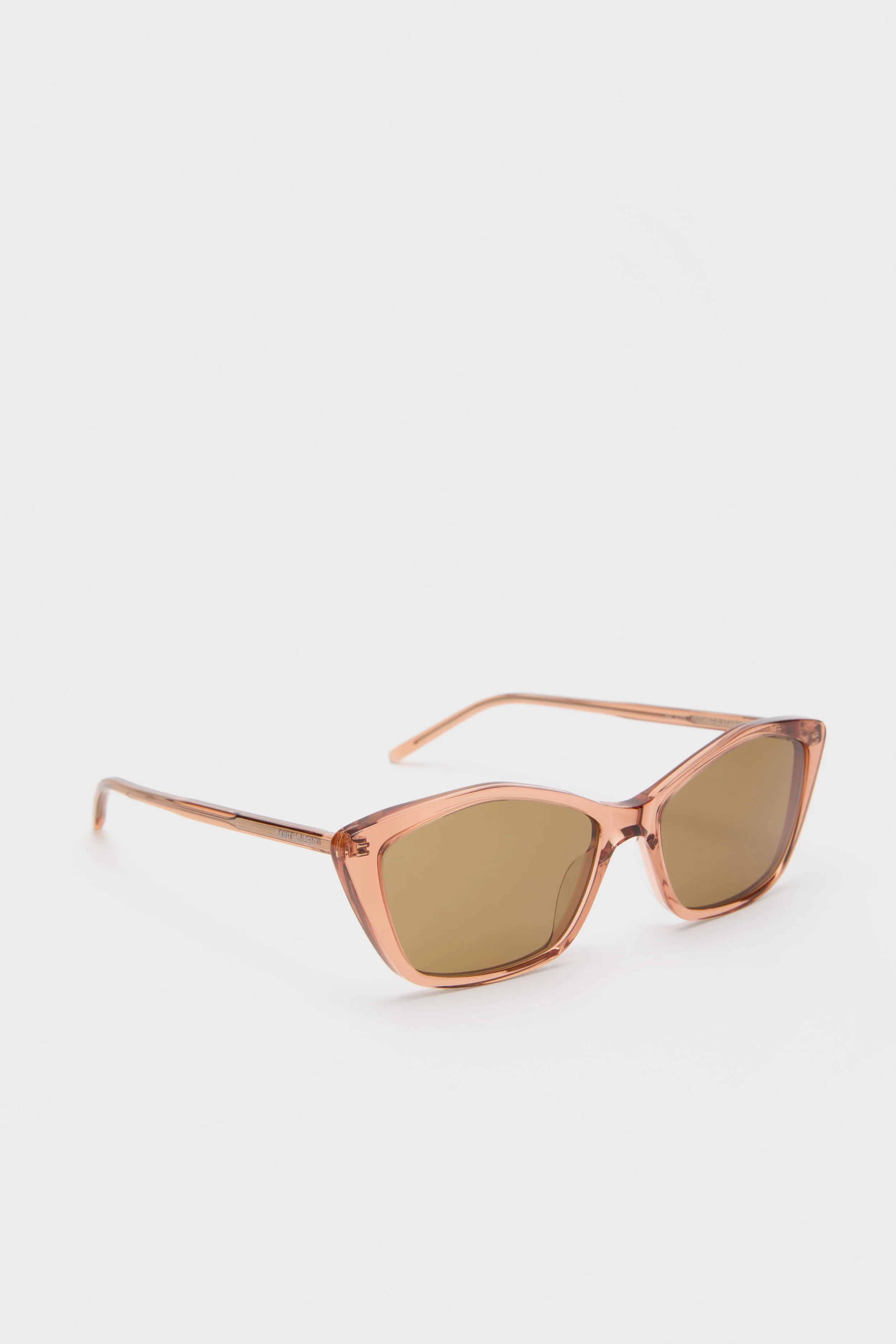 Shiny Transparent Amber Brown Lettering Logo Thin Sunglasses - Image 4