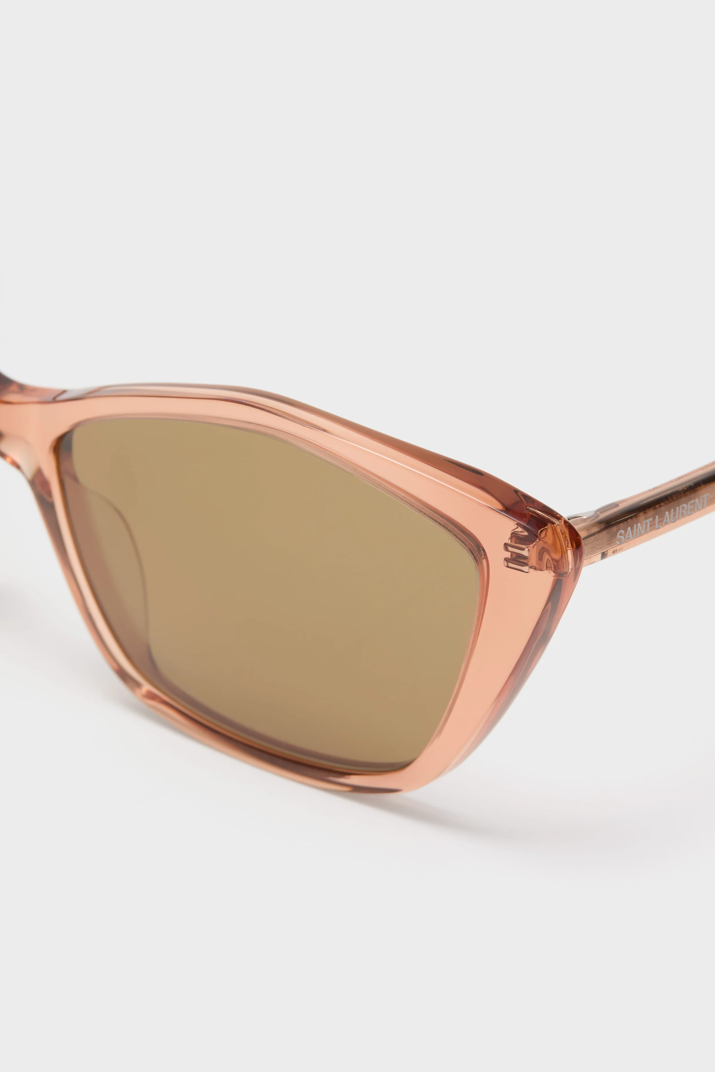 Shiny Transparent Amber Brown Lettering Logo Thin Sunglasses - Image 5