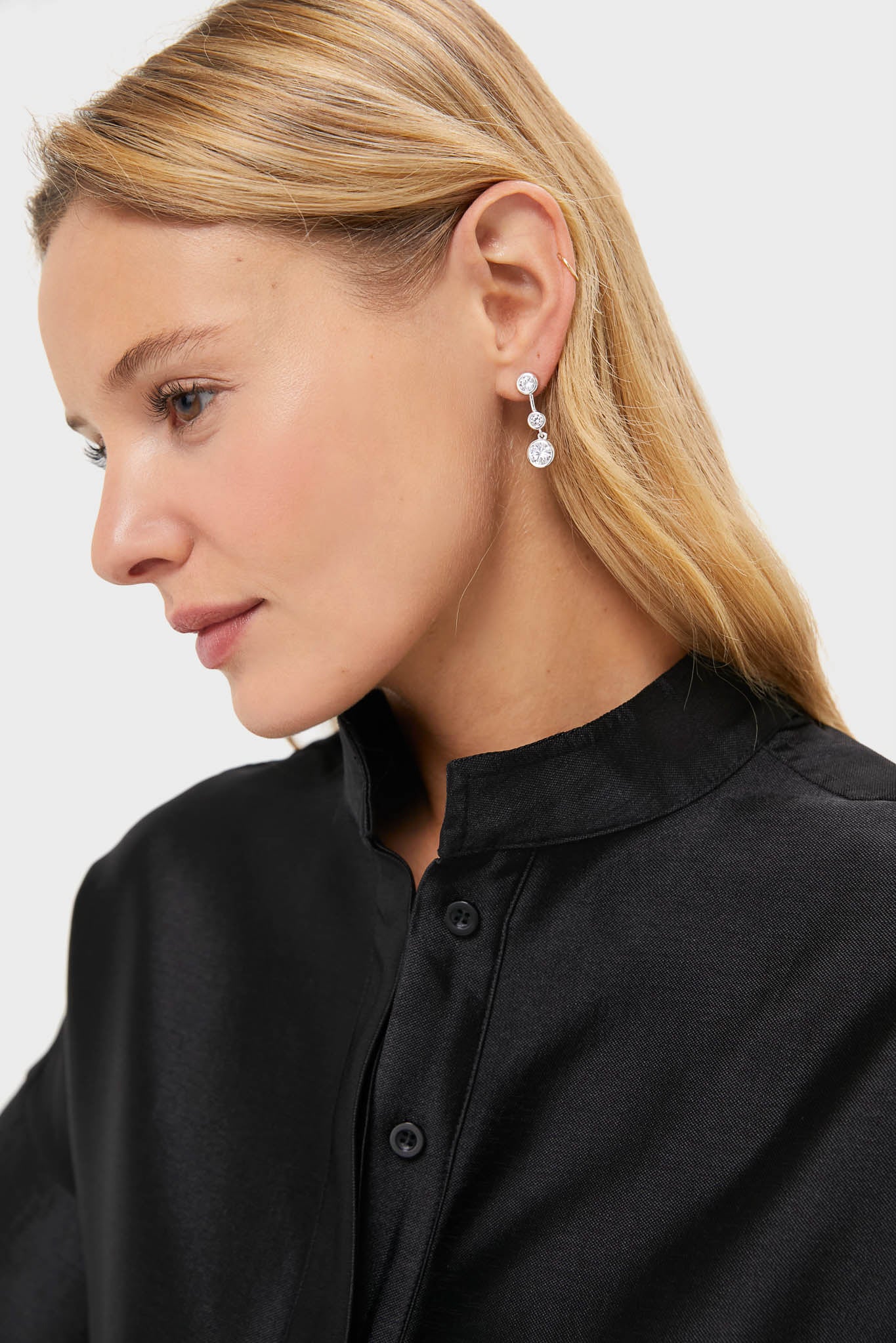 Silver Bezel Jolie Earrings - Image 2