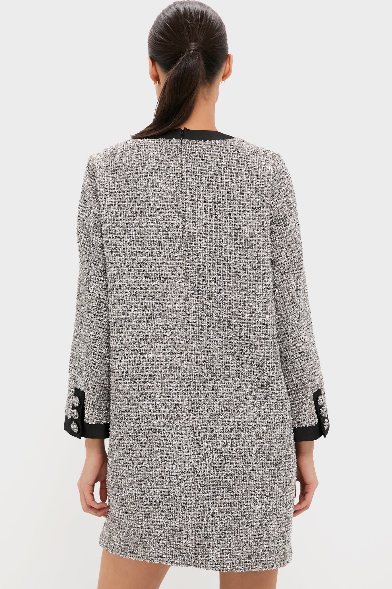 Silver Coco Tweed Bow Dress - Image 4