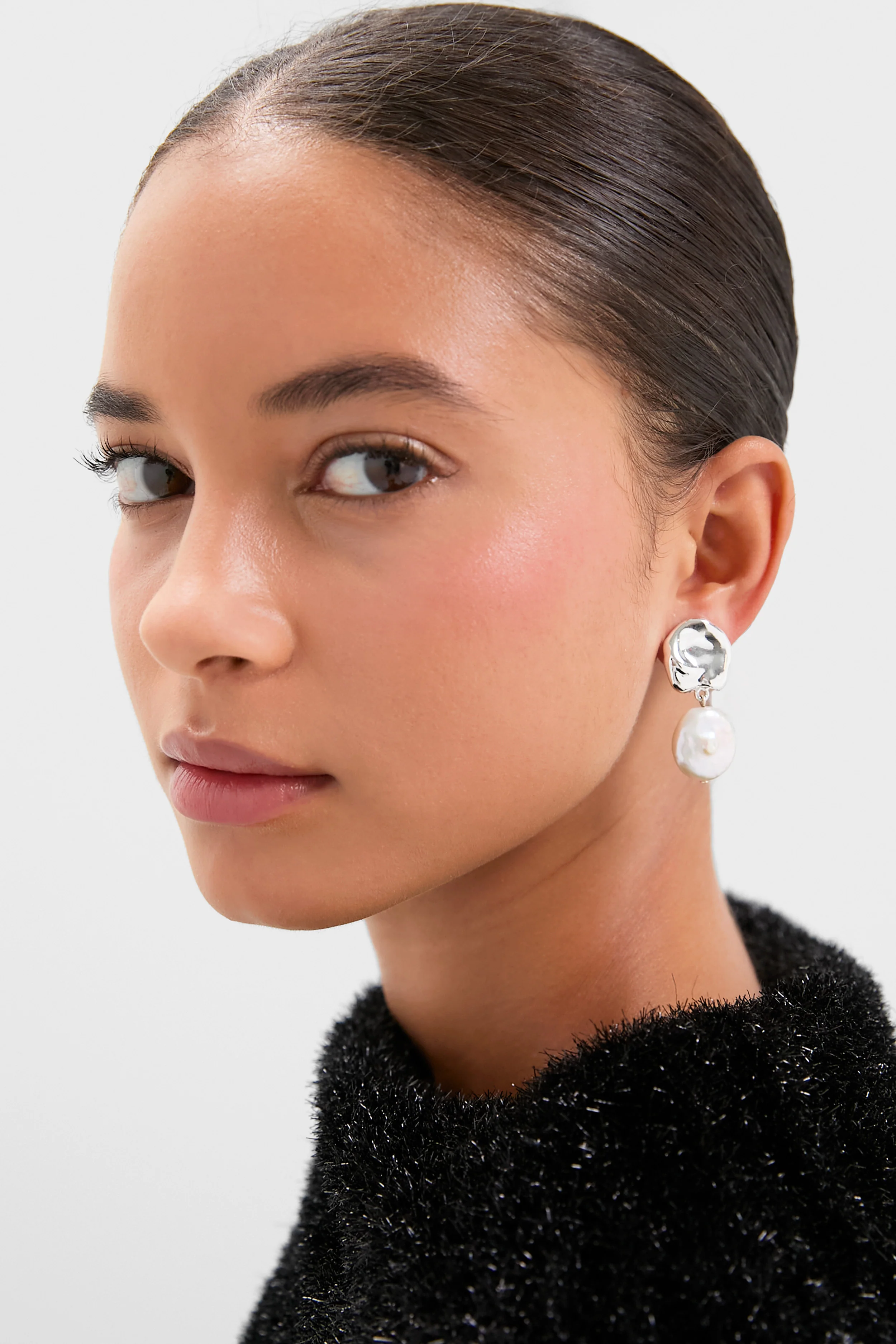 Silver Coin Reflection Earrings - Image 2