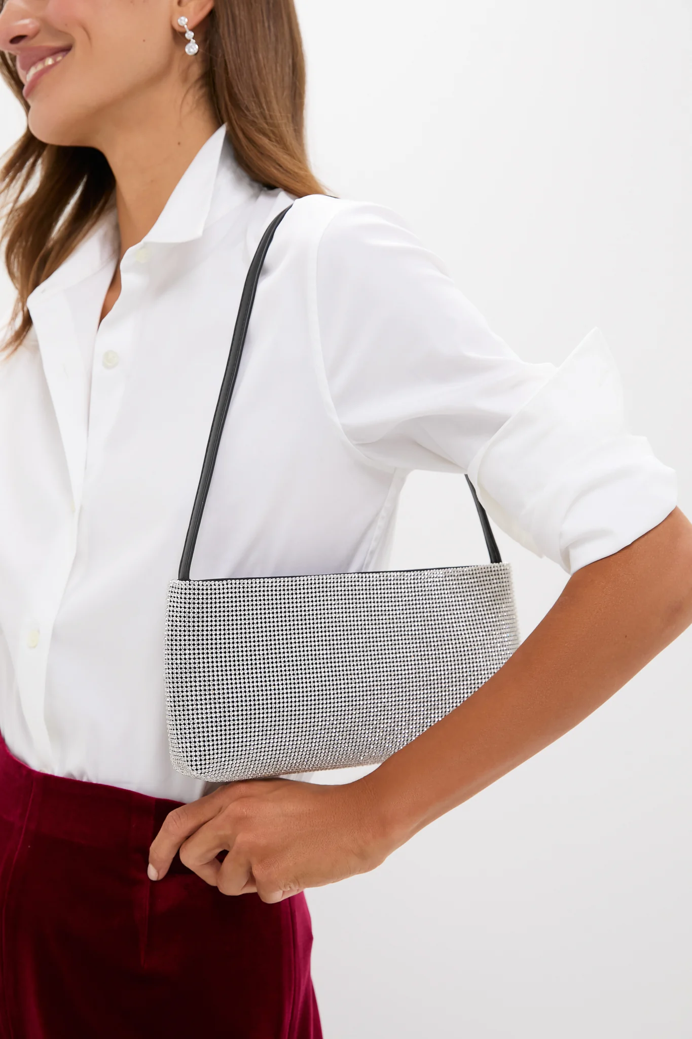 Silver Diamante Sophia Shoulder Bag - Image 4