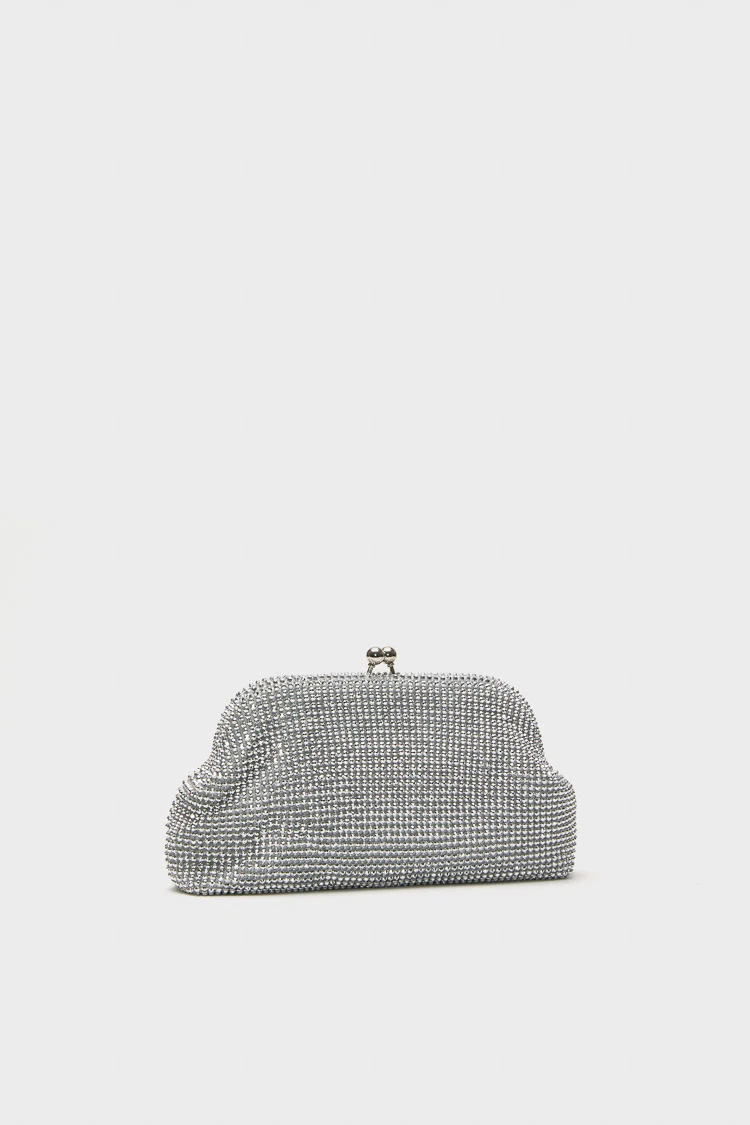 Silver Ela Crystal Mesh Clutch - Image 5