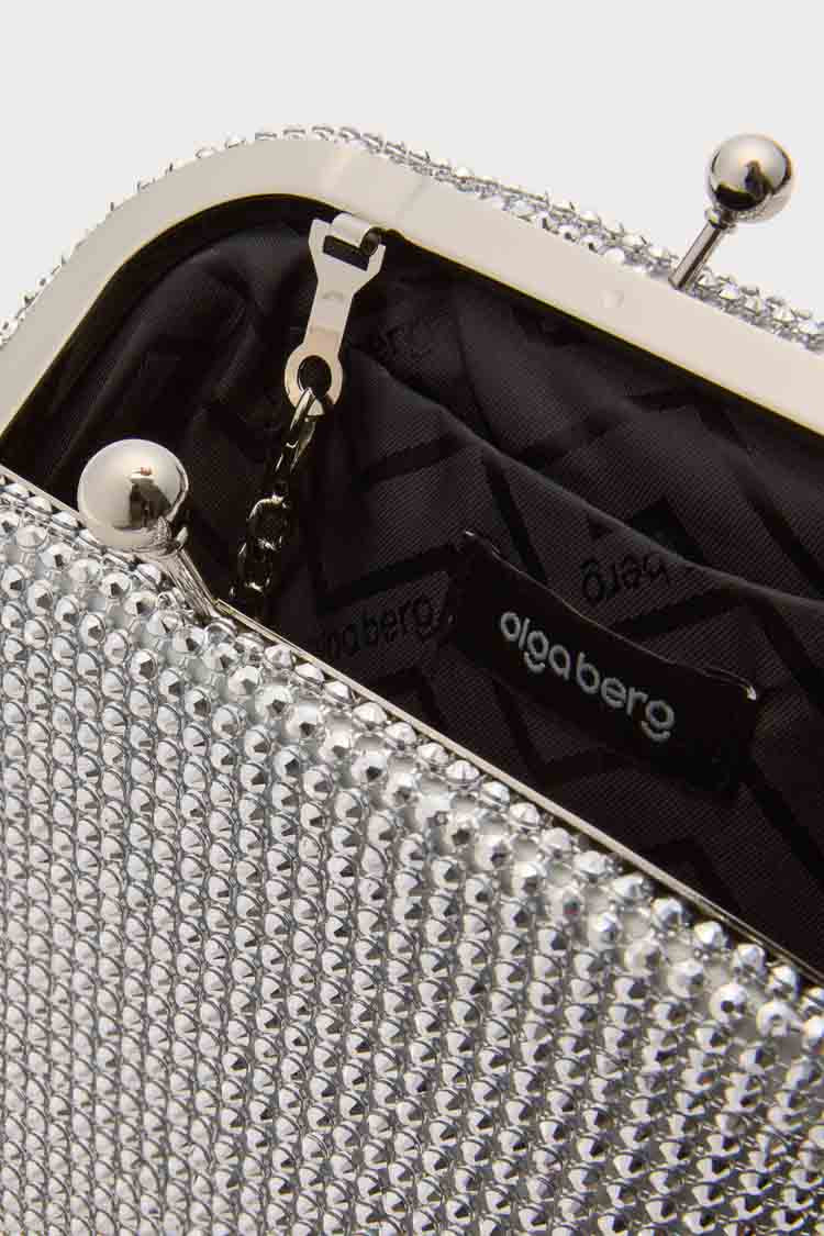 Silver Ela Crystal Mesh Clutch - Image 6