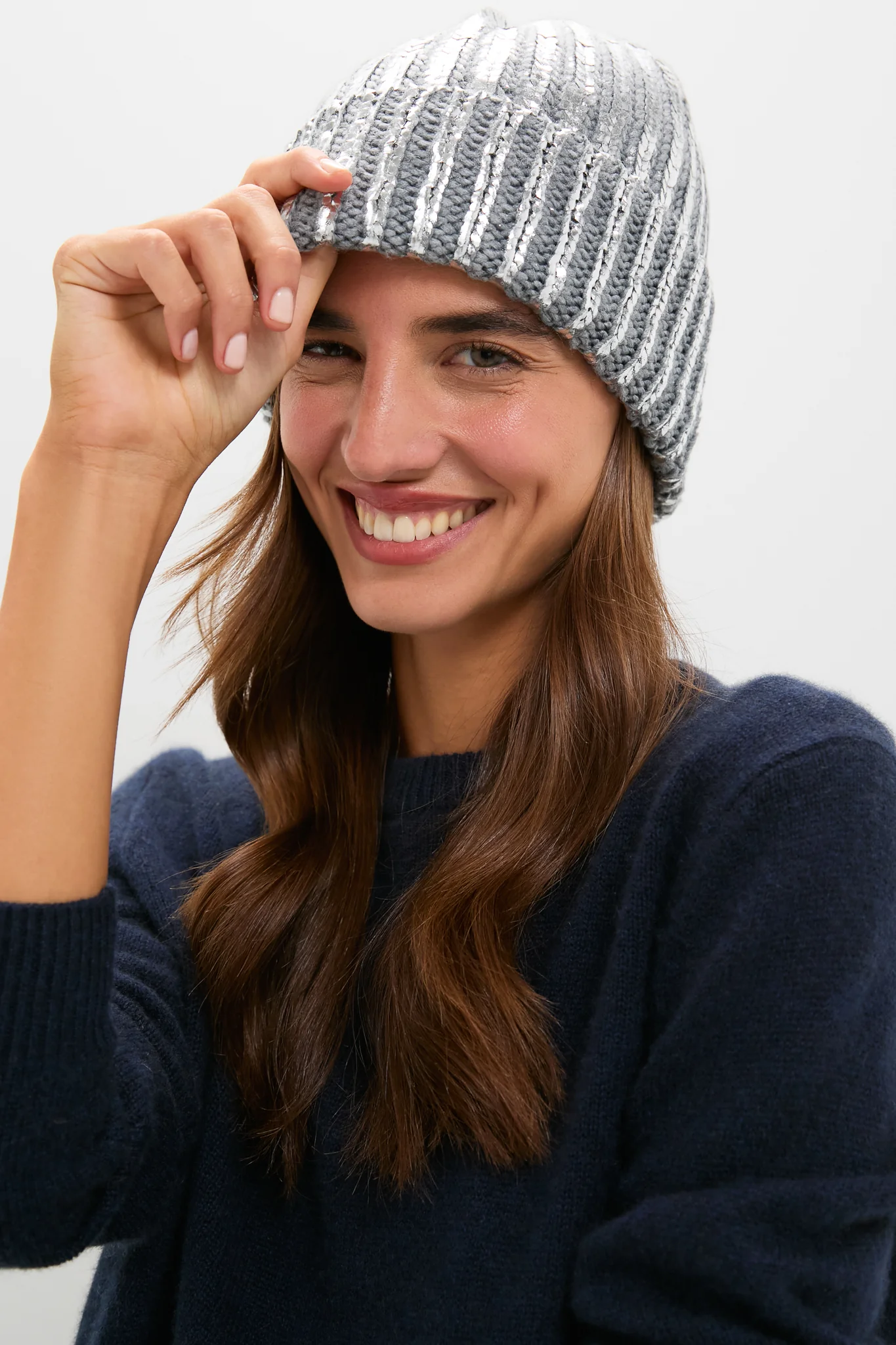 Silver Metallic Winter Hat - Image 2