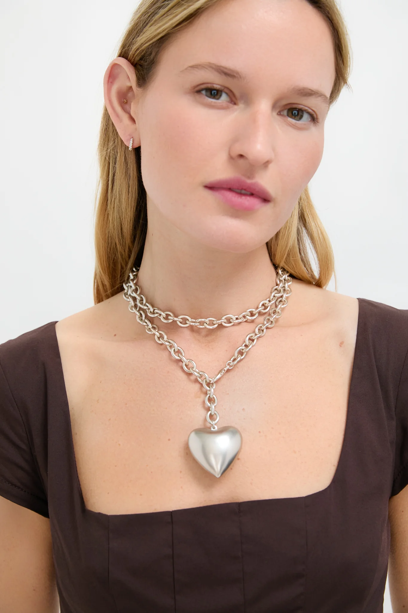 Silver Puffy Heart Necklace - Image 2
