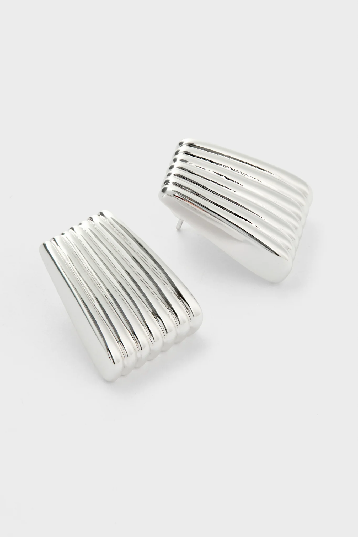 Silver Ribbed Earrings - Image 4