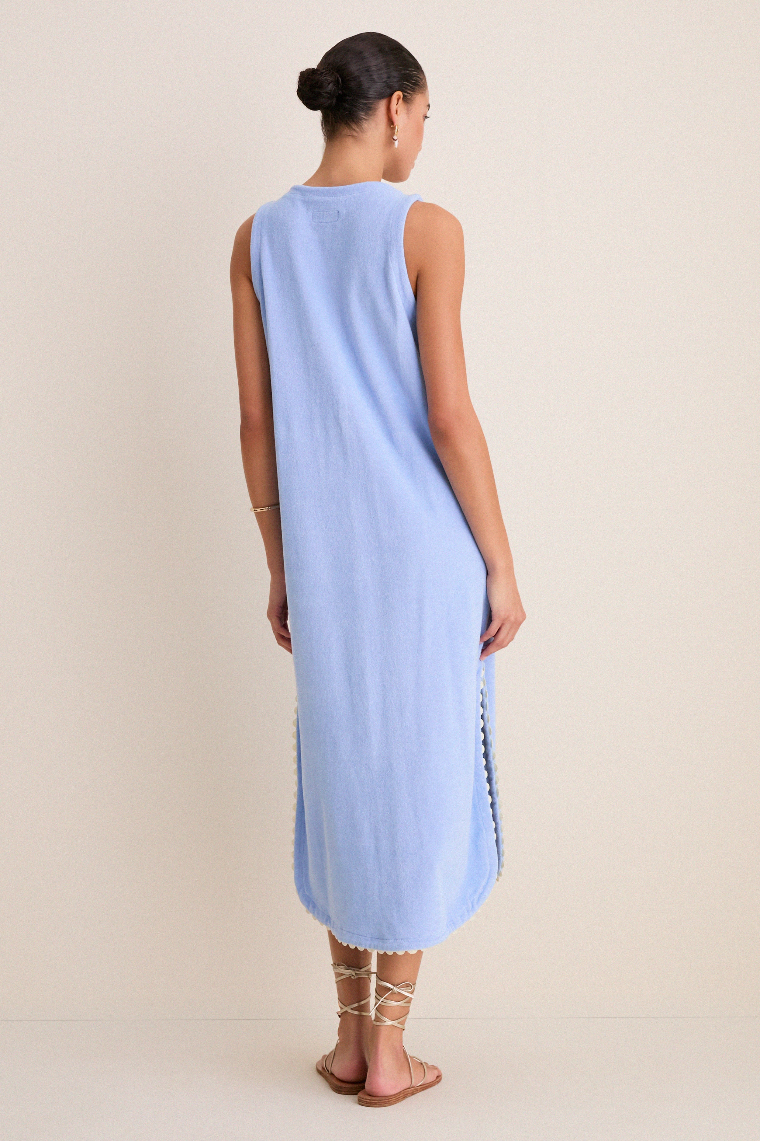 Sky Blue Embroidered Bermuda Terrycloth Caftan - Image 4