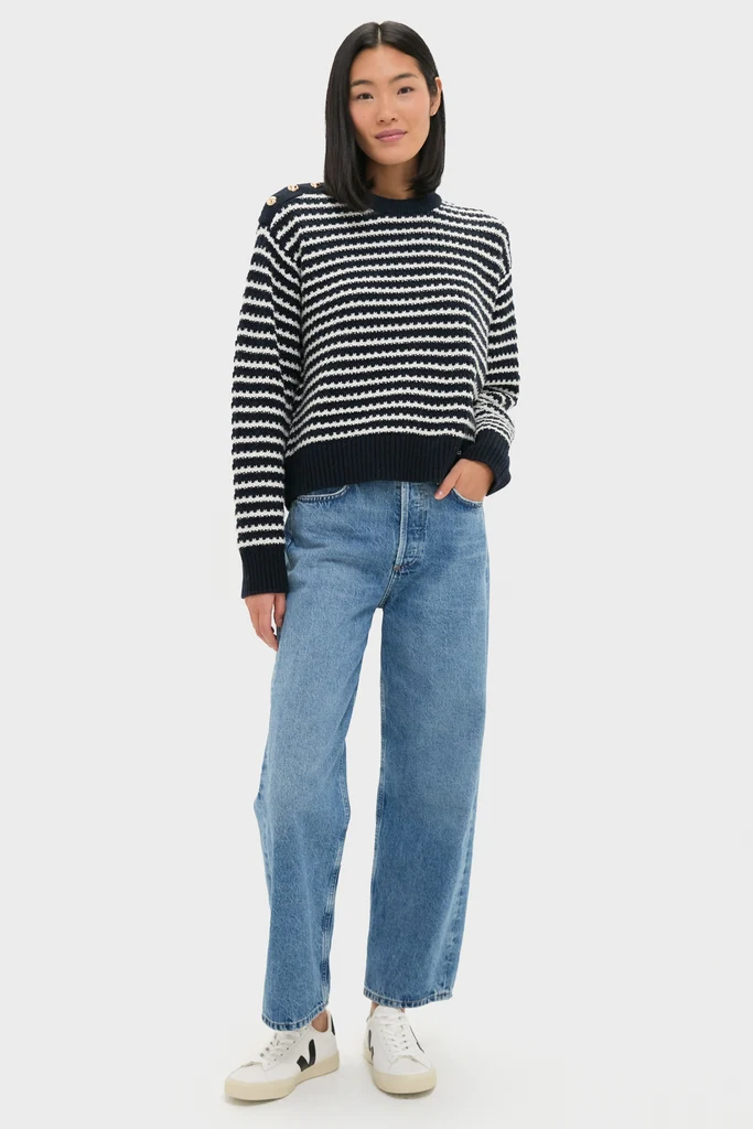 Sky Captain Cotton Wool Stripe Sweater - Image 6