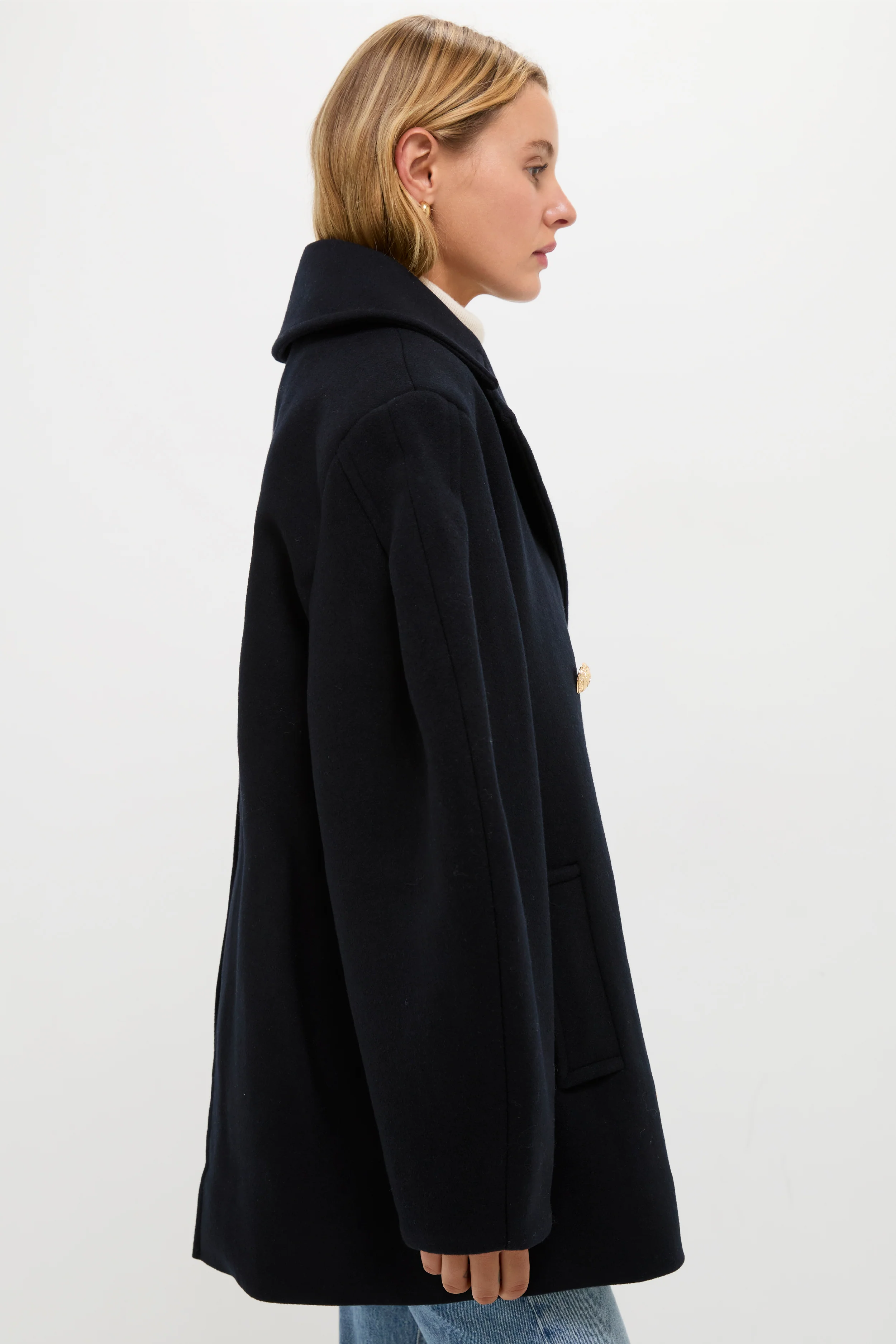 Sky Captain Peacoat Wool Midi Coat - Image 3