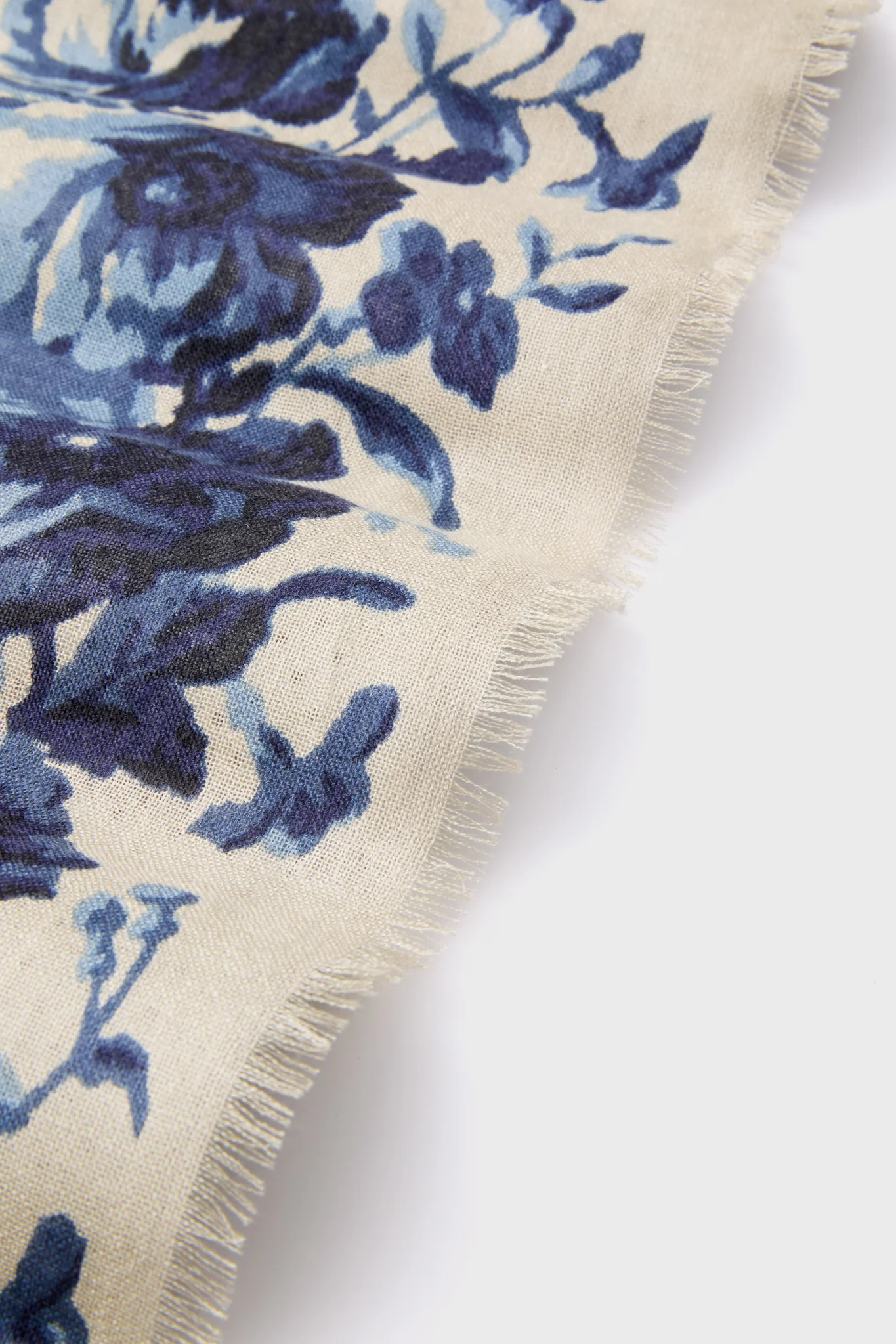 Slate Blue Fading Floral Silk Cashmere Blend Large Scarf - Image 5