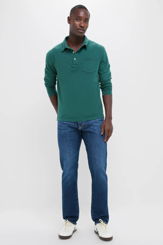 Washed Pine Long Sleeve Hudson Polo - Image 2