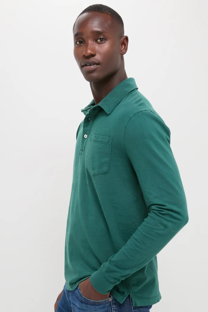 Washed Pine Long Sleeve Hudson Polo - Image 3