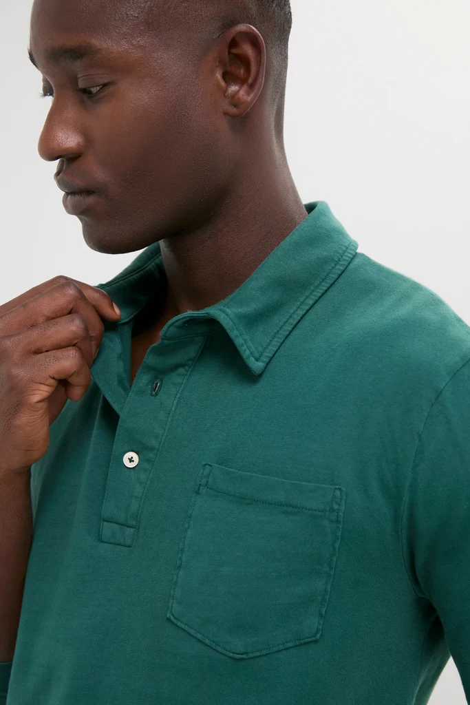 Washed Pine Long Sleeve Hudson Polo - Image 5