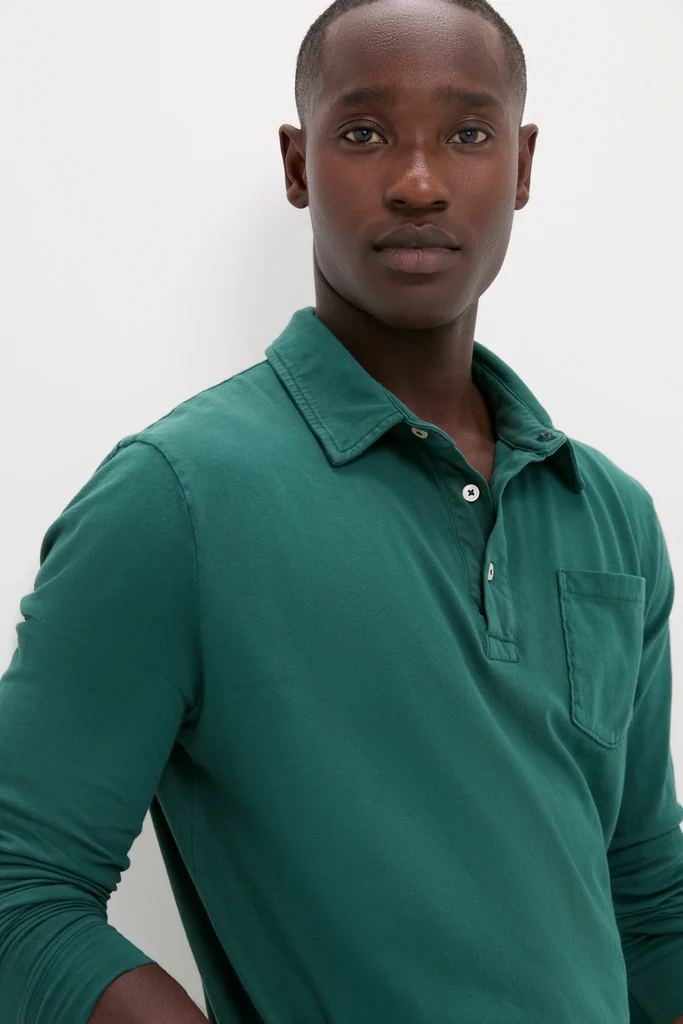 Washed Pine Long Sleeve Hudson Polo - Image 6