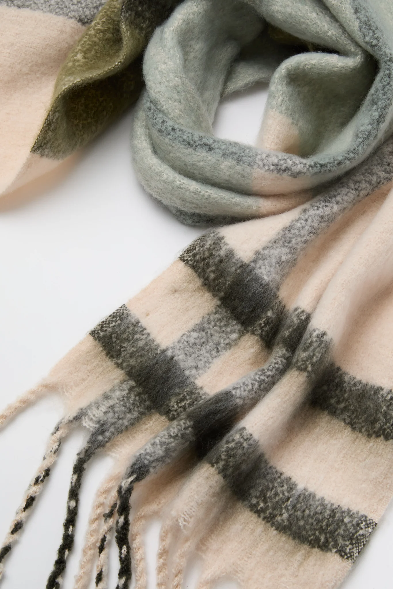 Soft Mint Isla Tartan Boucle Scarf - Image 5