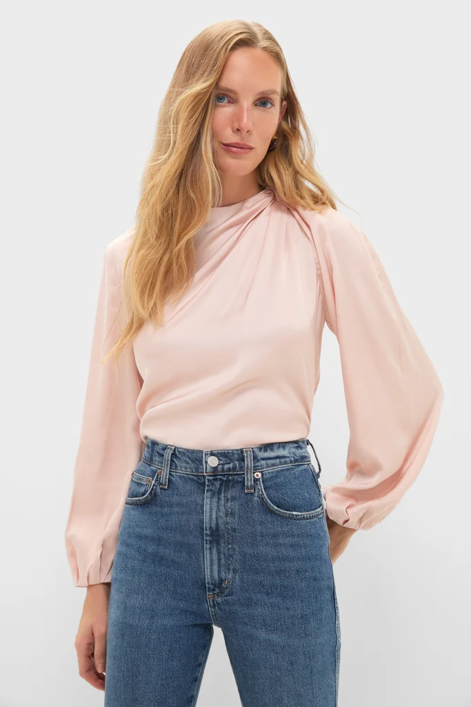Soft Pink Blush Satin Blaire Top - Image 3