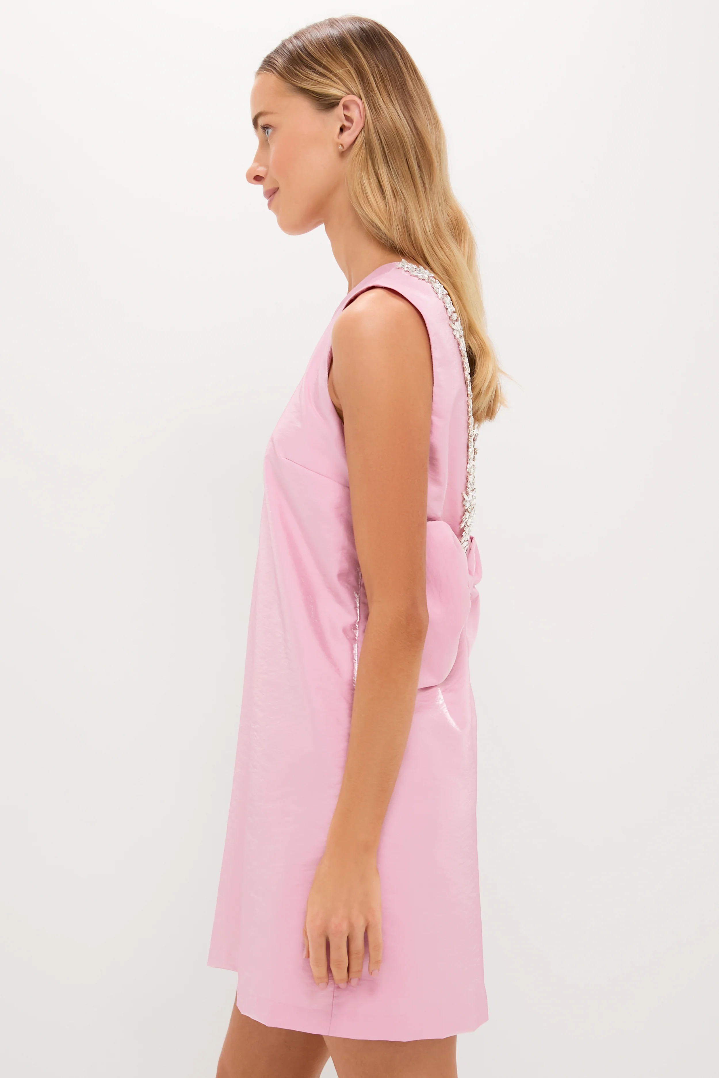 Soft Pink Bow Bella Mini Dress - Image 4