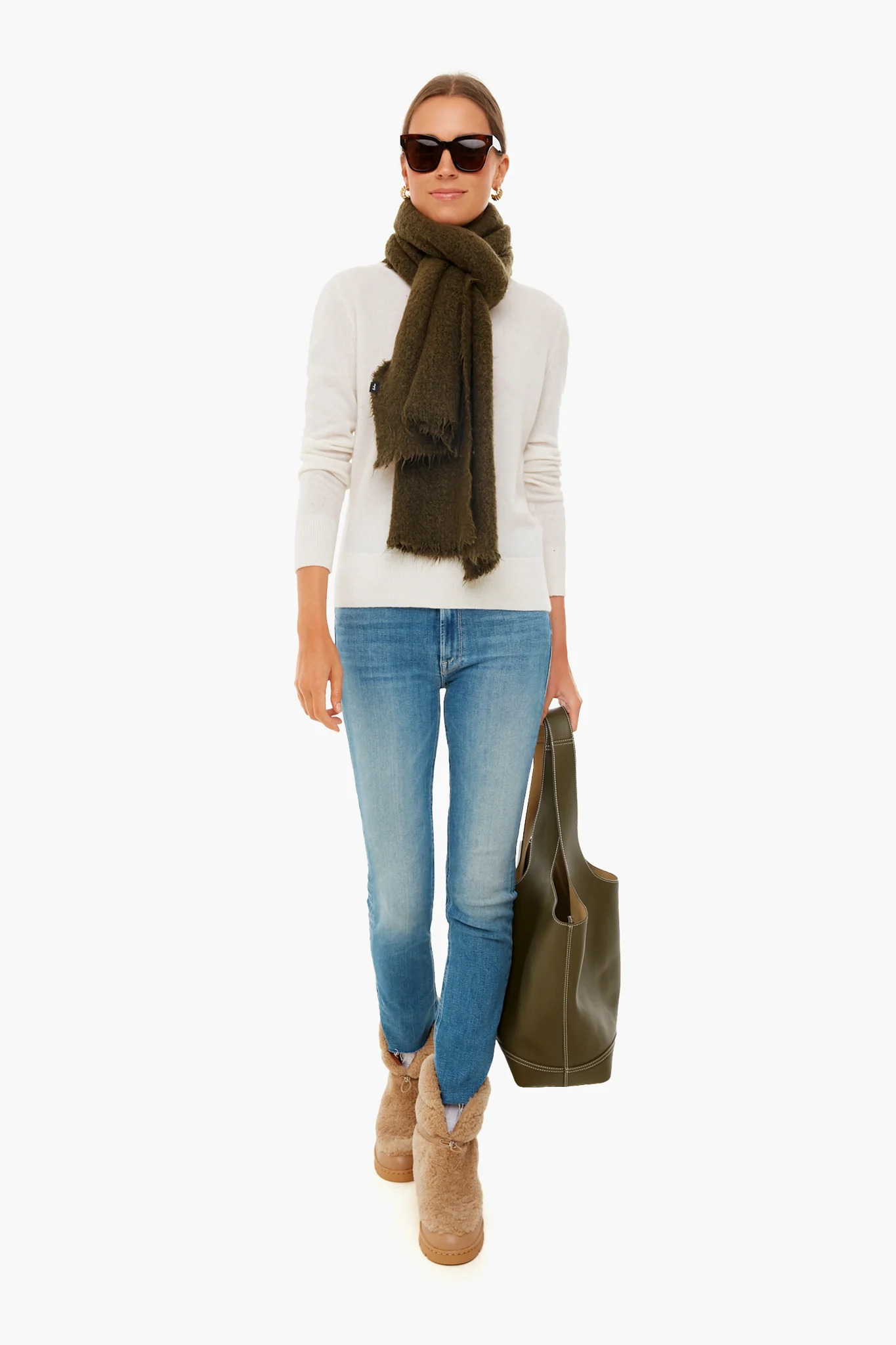 Soft White Cashmere Classic Crewneck Sweater - Image 2