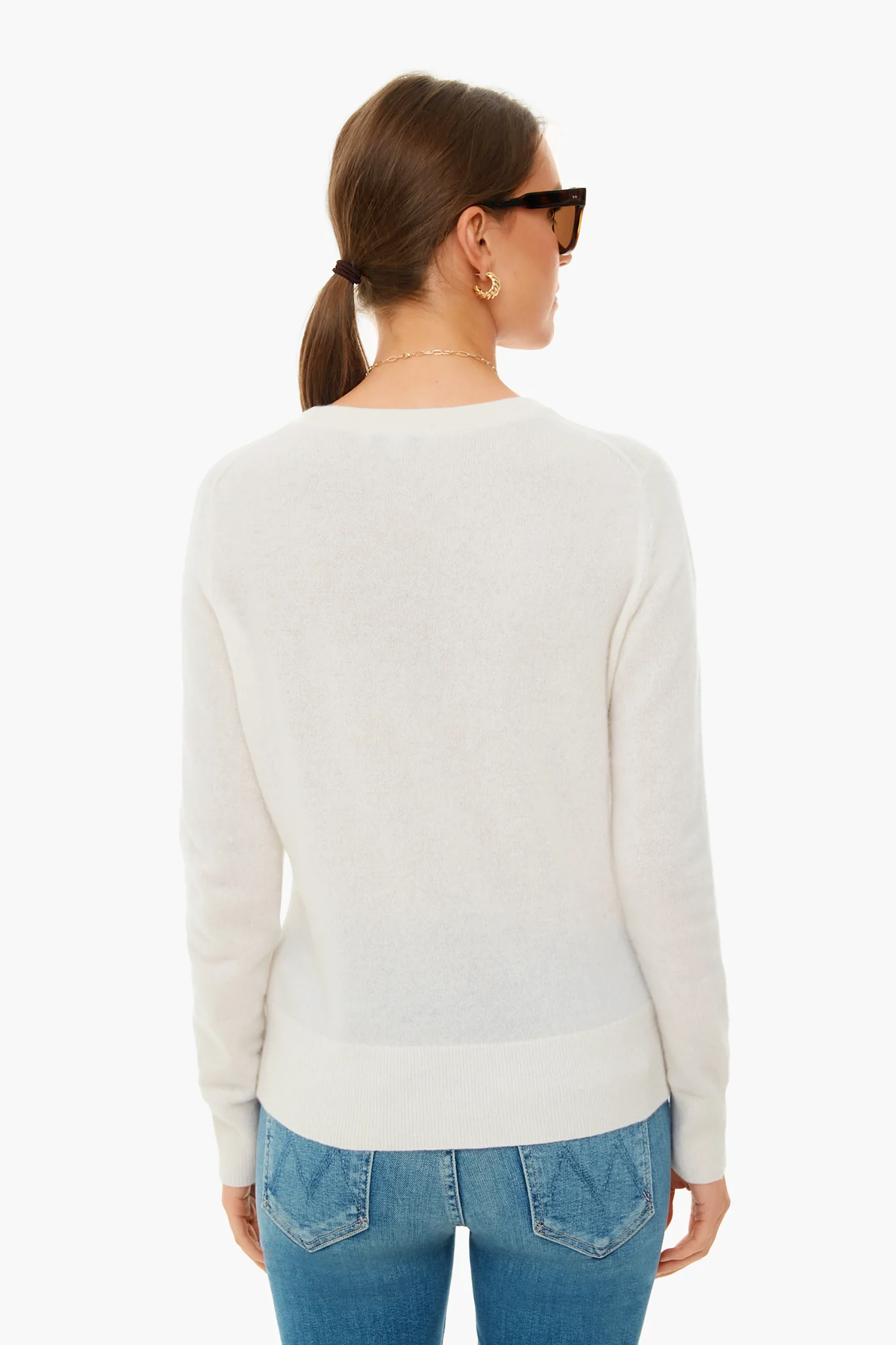 Soft White Cashmere Classic Crewneck Sweater - Image 4