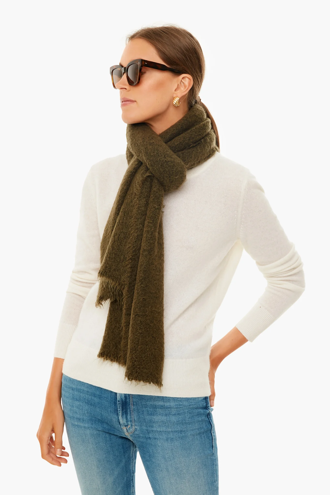 Soft White Cashmere Classic Crewneck Sweater - Image 6