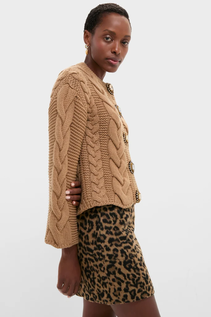 Solid Brown Portrait Cardigan - Image 4