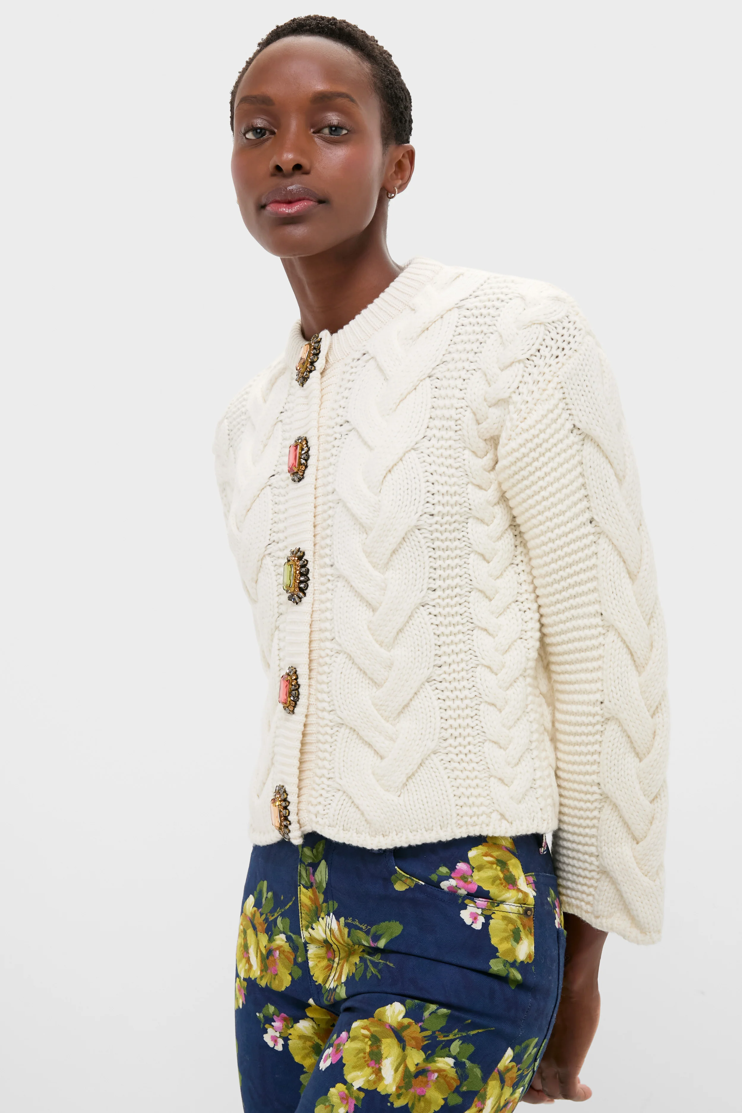 Solid White Portrait Cardigan - Image 3