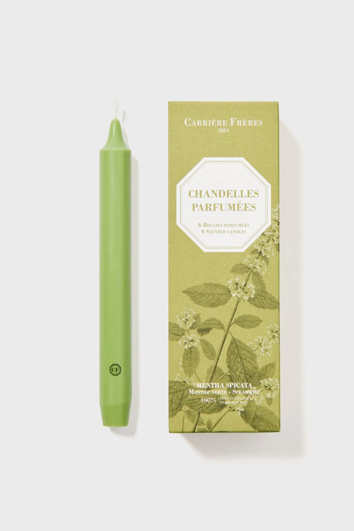 Spearmint Scented Taper Candles (Set of 6)