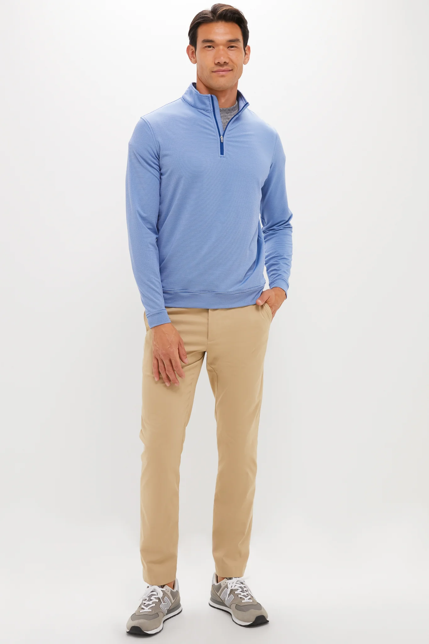 Sport Navy Perth Sugar Stripe Quarter Zip - Image 2