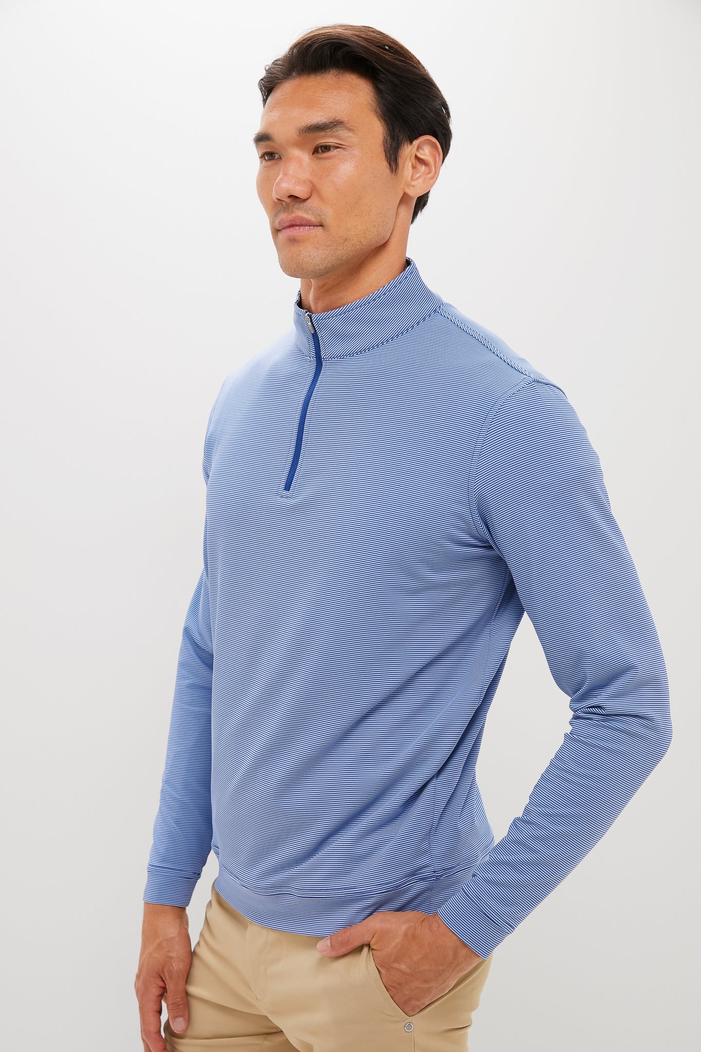 Sport Navy Perth Sugar Stripe Quarter Zip - Image 3