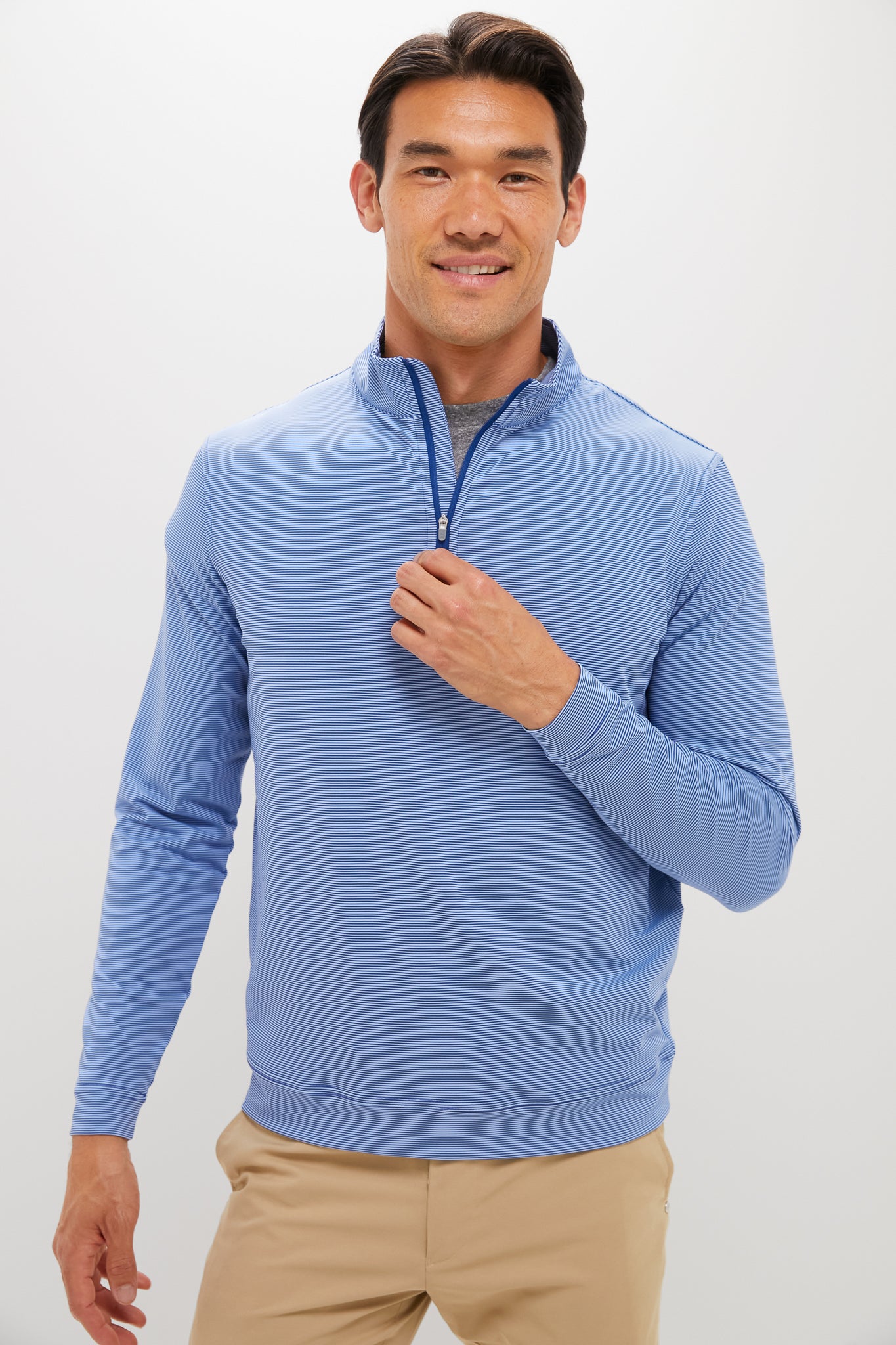 Sport Navy Perth Sugar Stripe Quarter Zip - Image 5