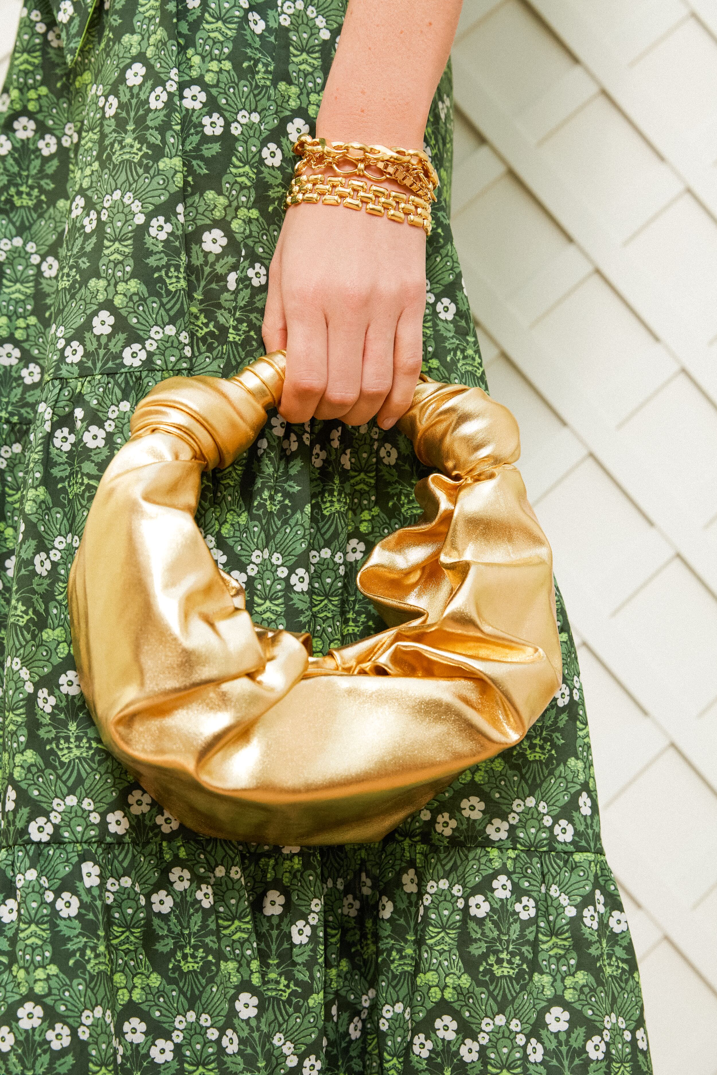 Star Gold Smooth Vegan Leather Lopsy Bag - Image 2