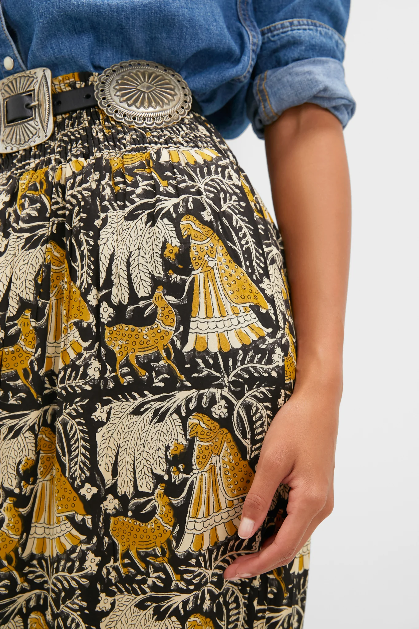 Story Print Shirred Skirt - Image 5