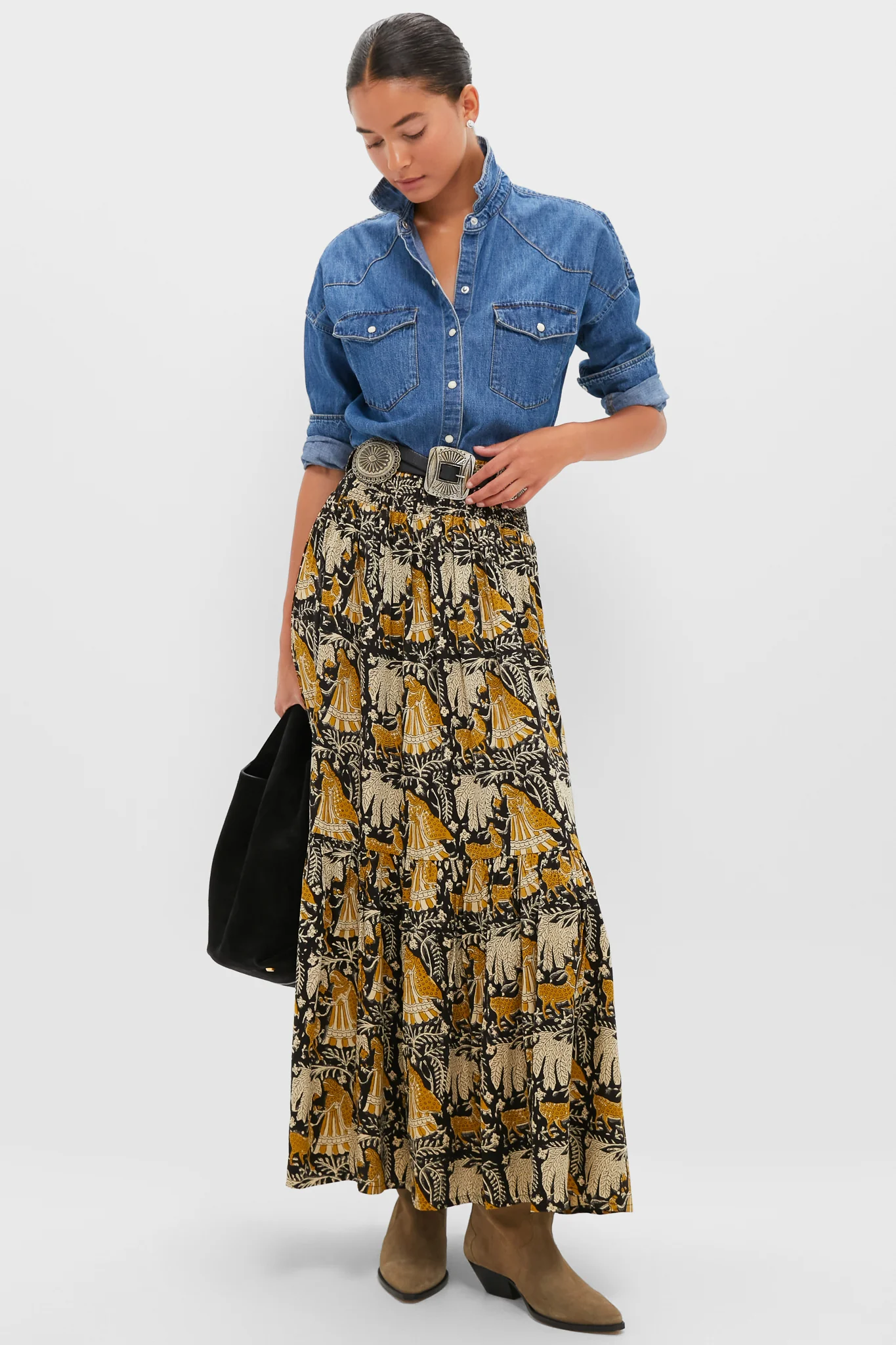Story Print Shirred Skirt - Image 6