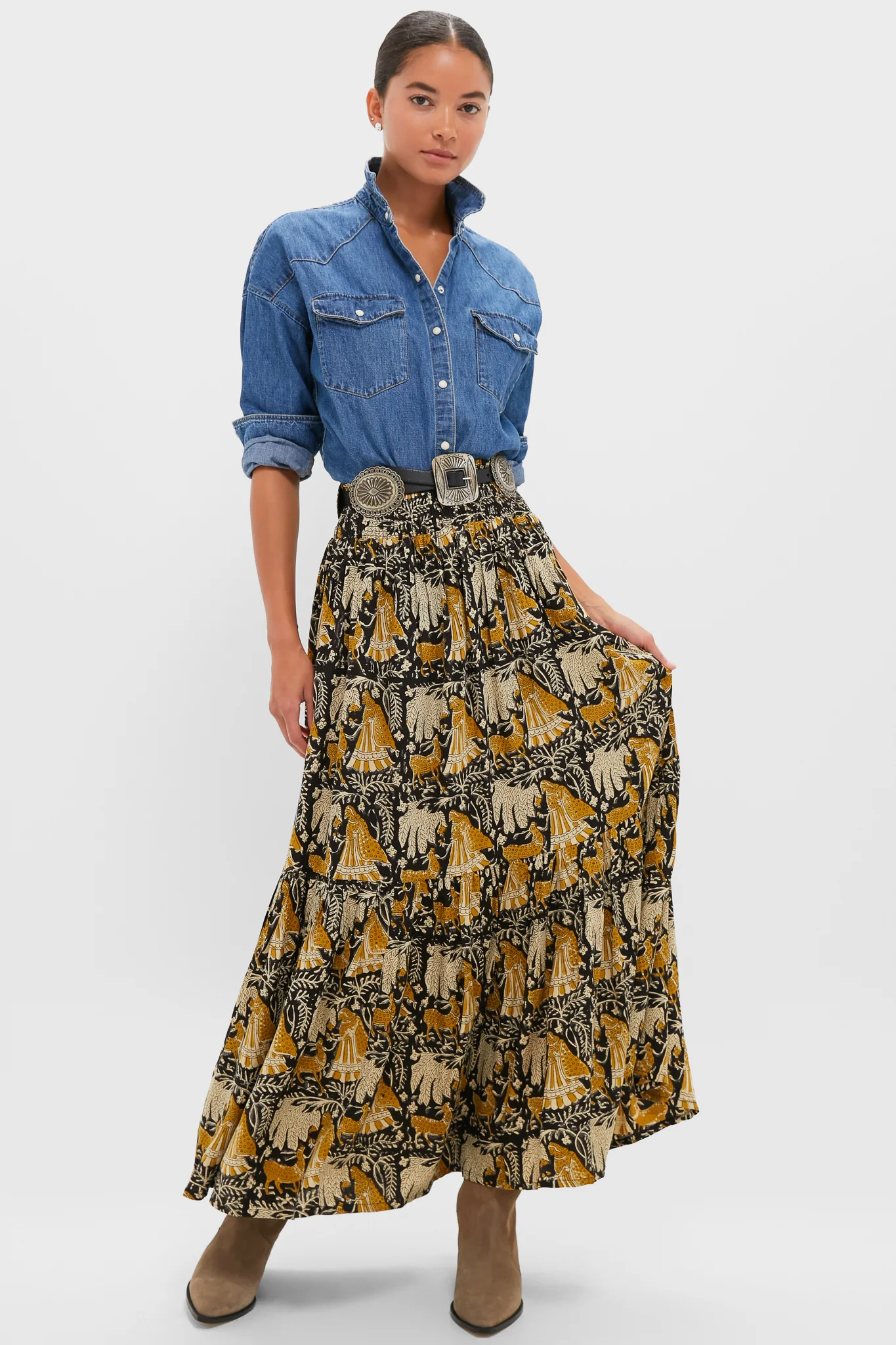 Story Print Shirred Skirt - Image 7