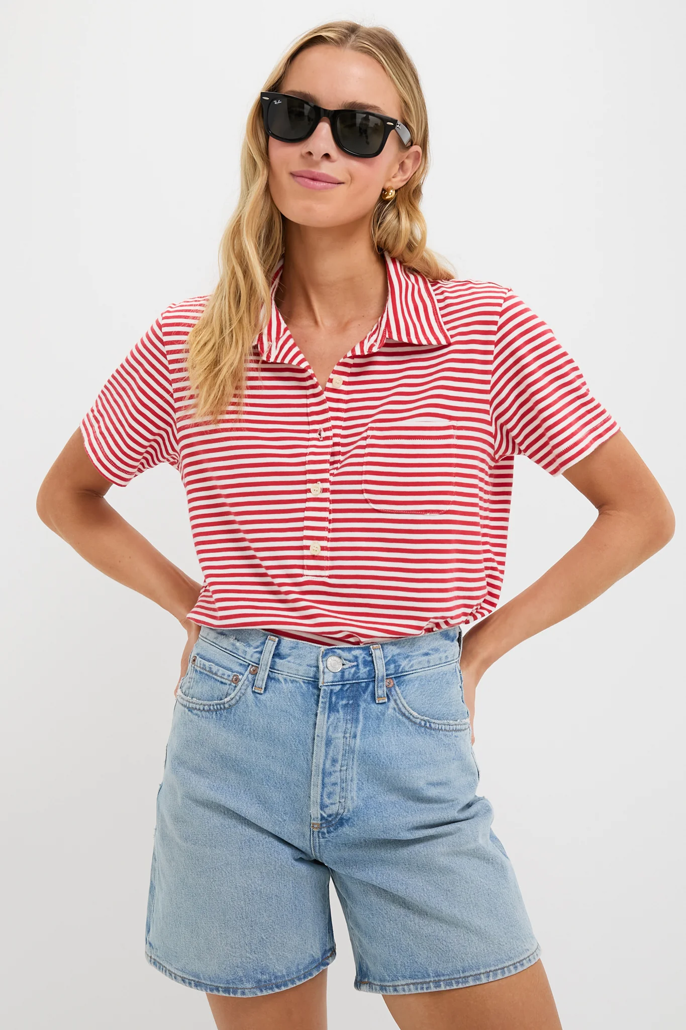 Sun Cherry Stripe The Lacrosse Polo