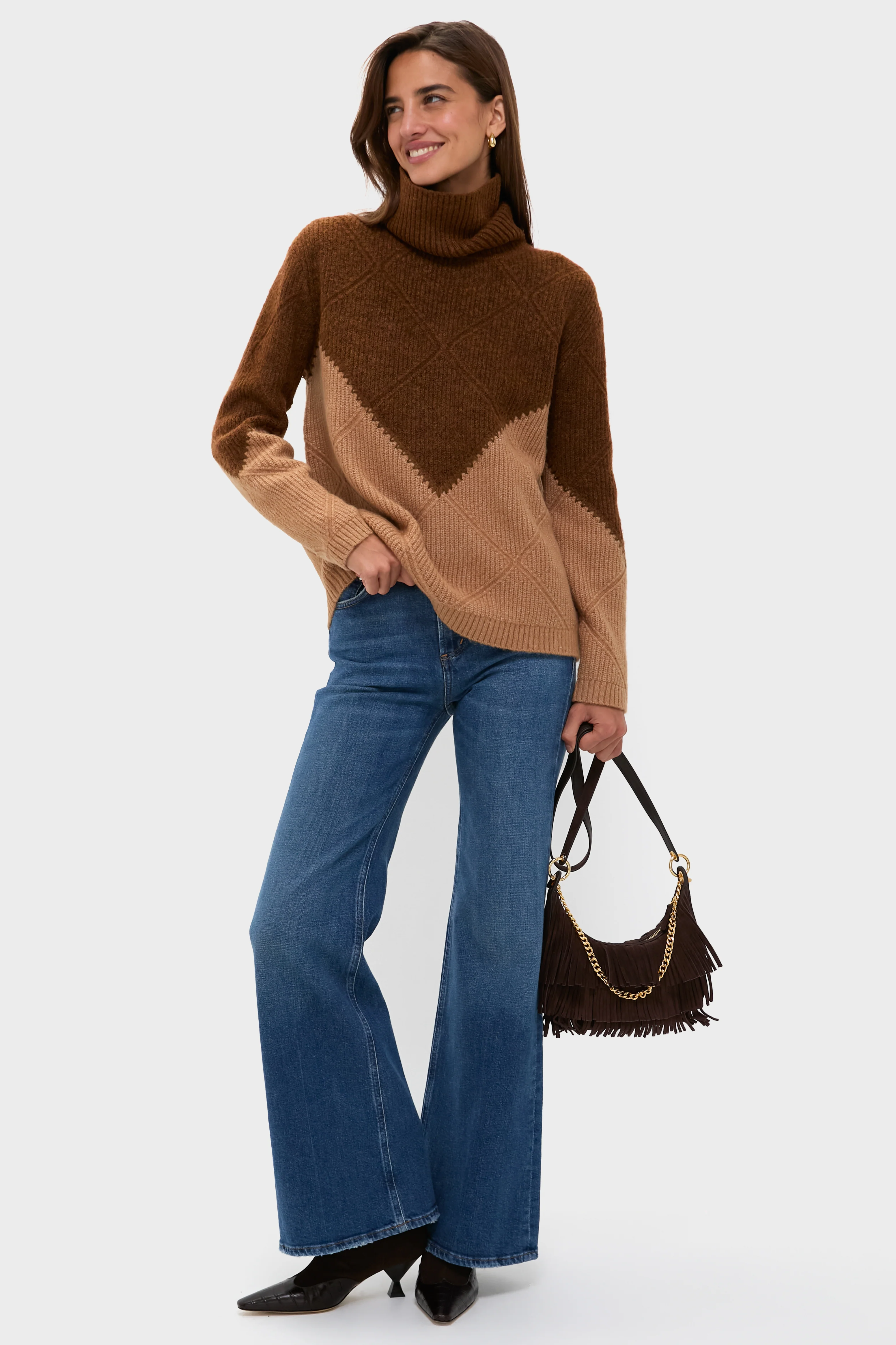 Tan & Brown Diamond Demi Turtleneck - Image 2