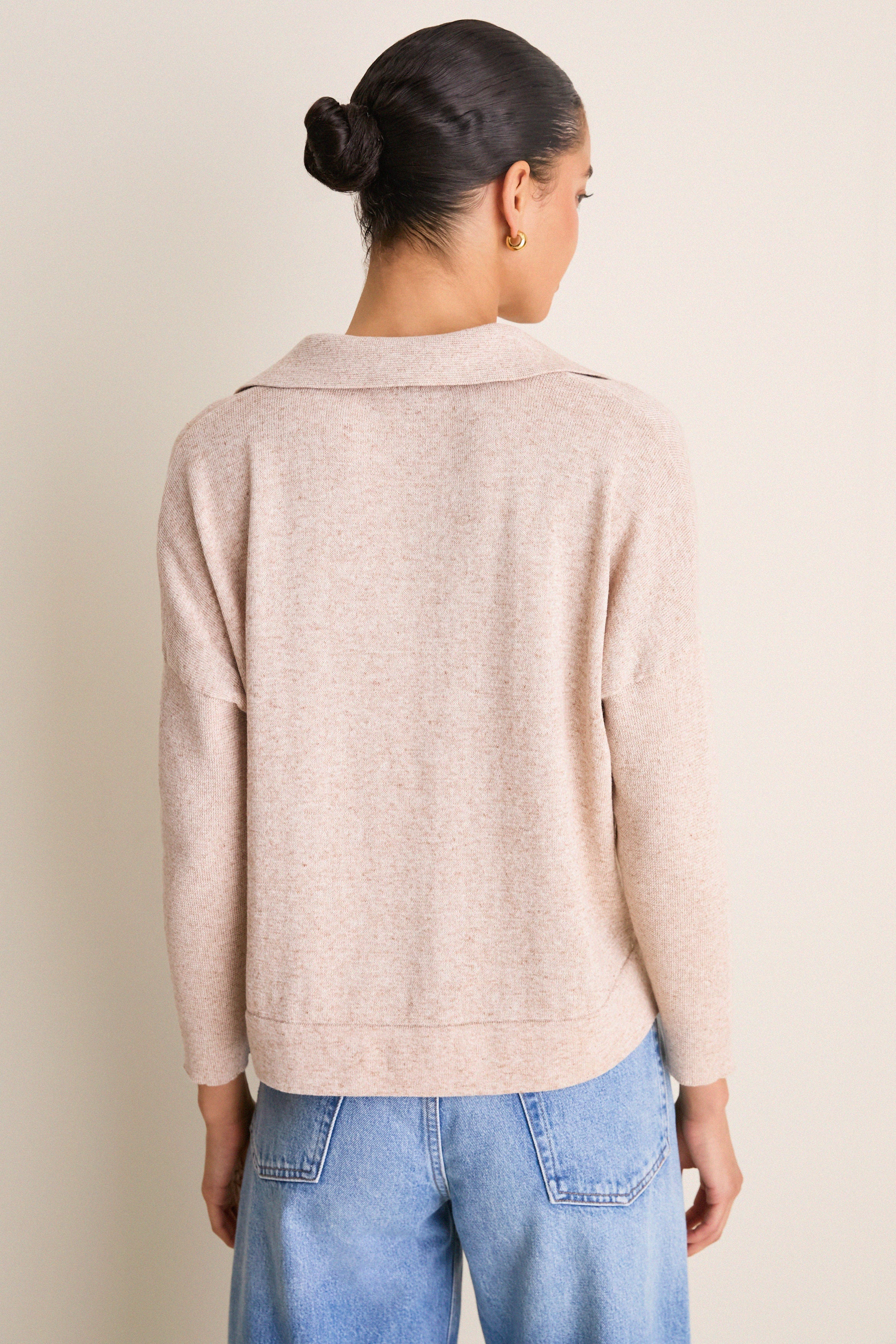 Tan Clayton Long Sleeve Knit Polo - Image 3