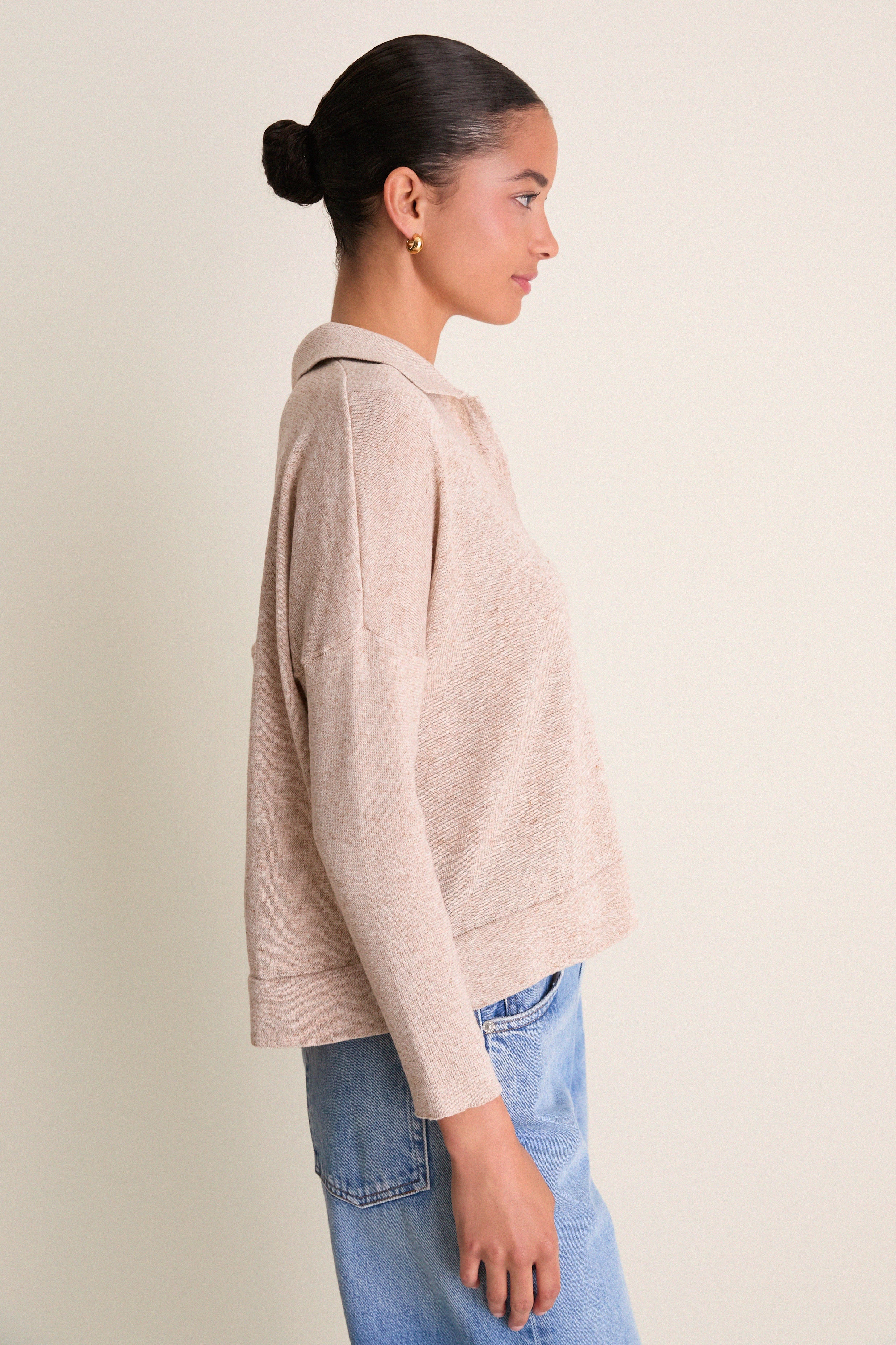 Tan Clayton Long Sleeve Knit Polo - Image 6