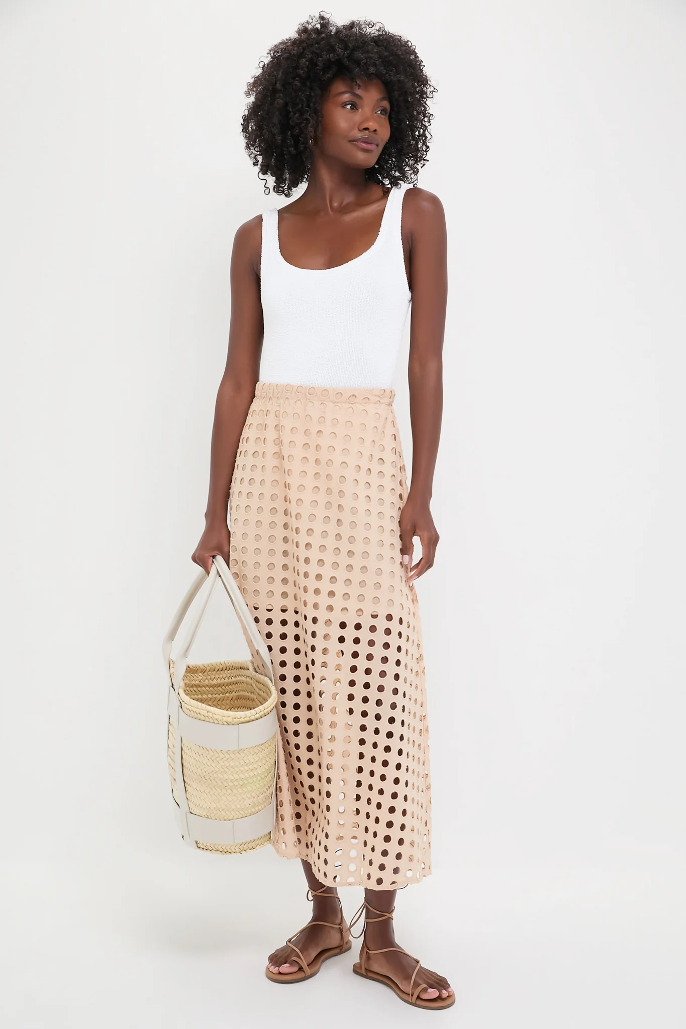 Tan Cotton Eyelet Eve Skirt - Image 2