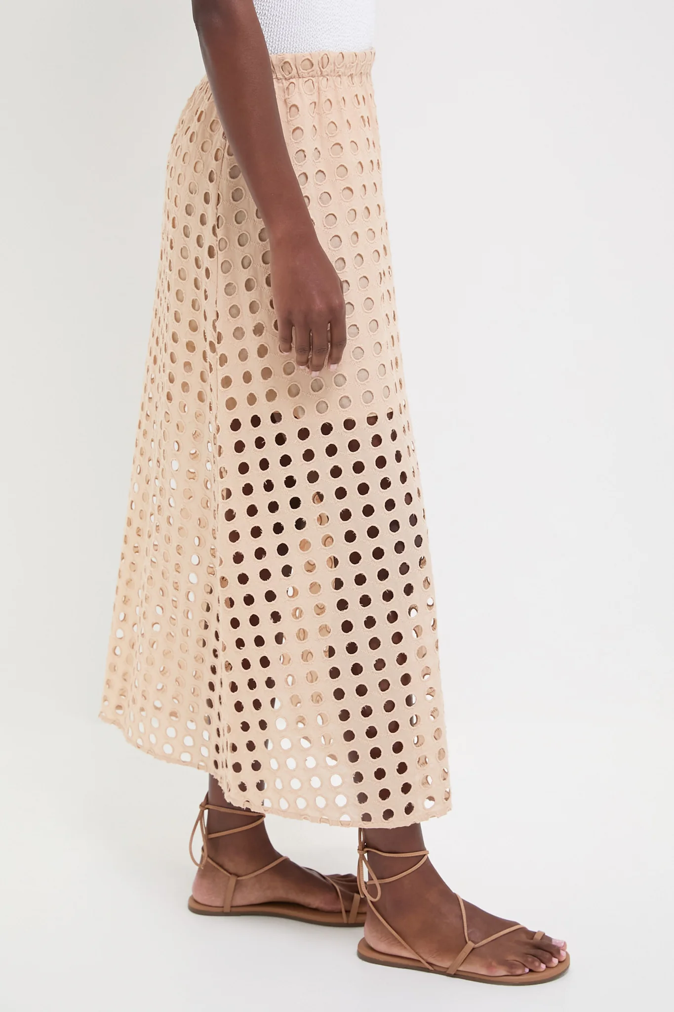 Tan Cotton Eyelet Eve Skirt - Image 3