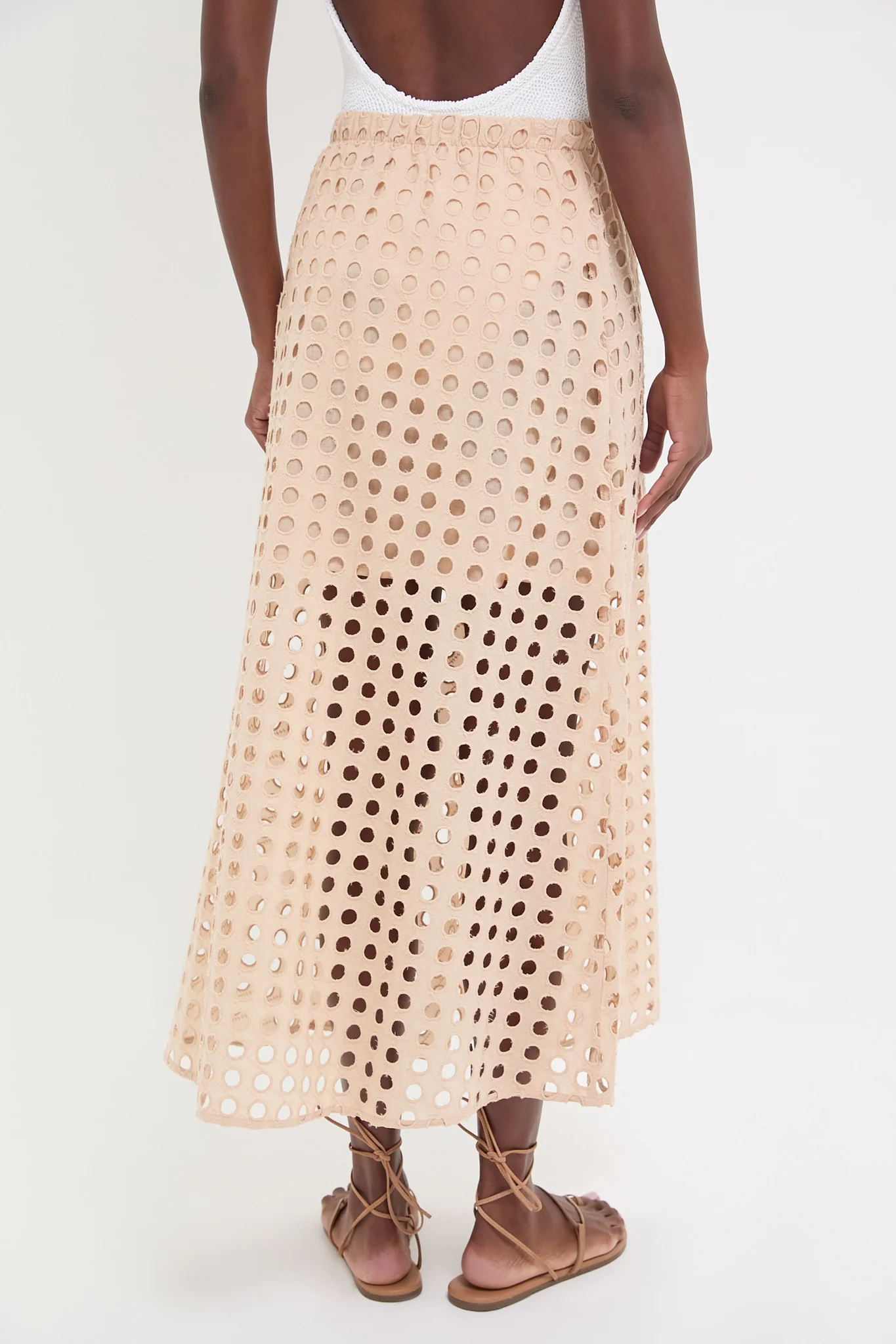 Tan Cotton Eyelet Eve Skirt - Image 4