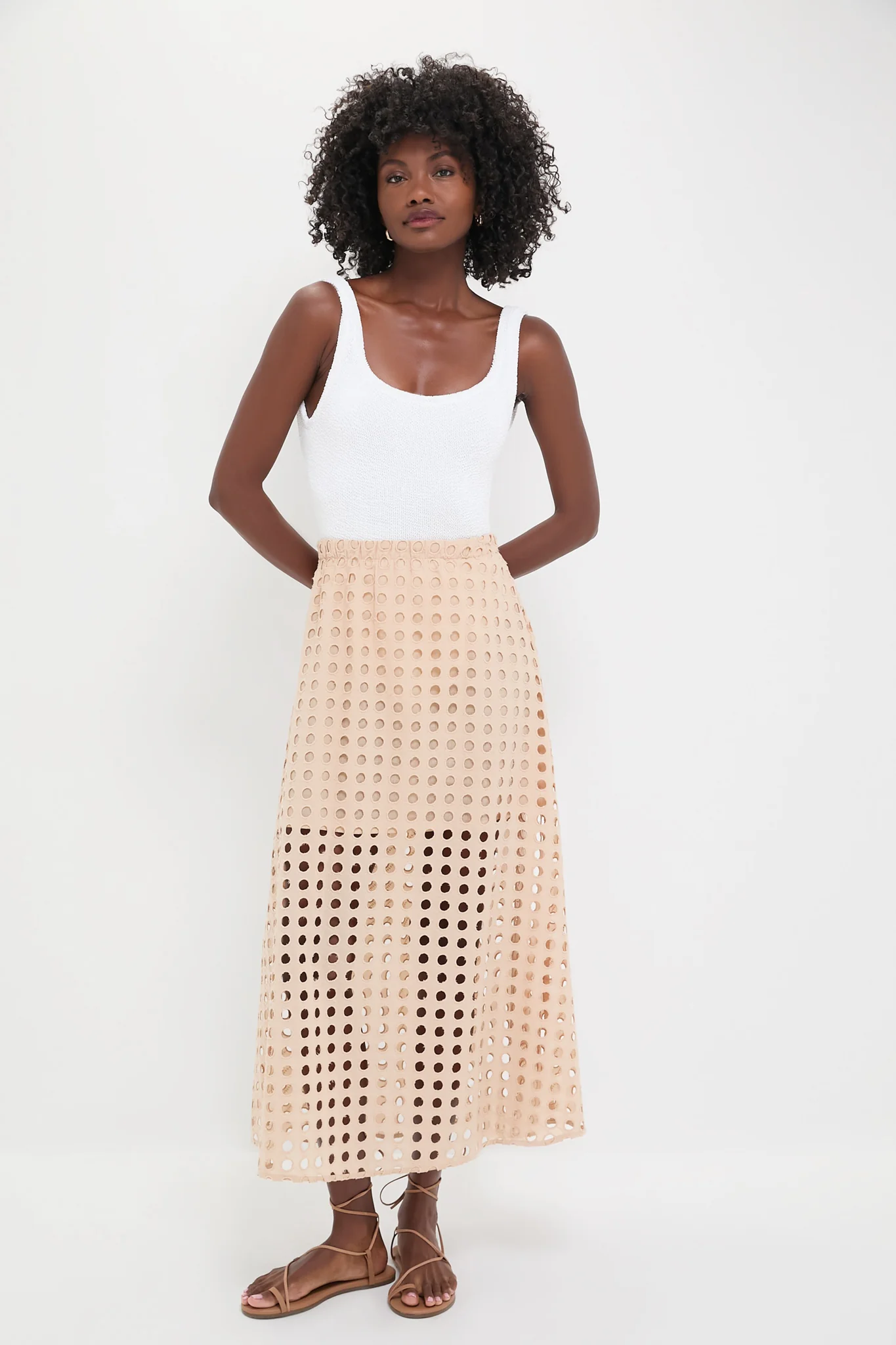Tan Cotton Eyelet Eve Skirt - Image 6