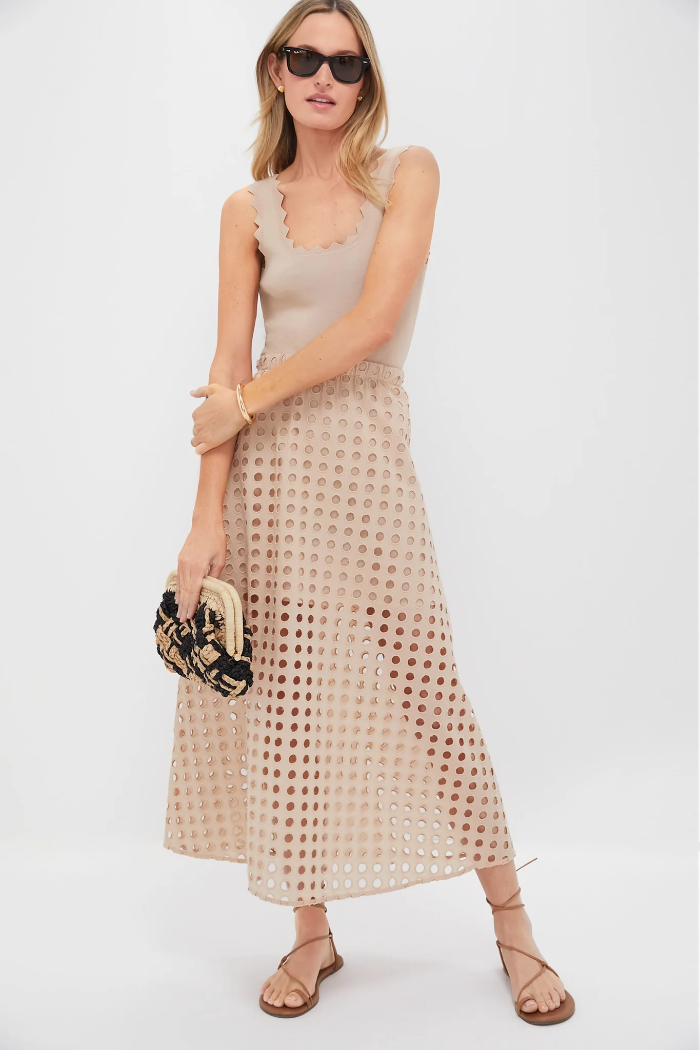 Tan Cotton Eyelet Eve Skirt - Image 7
