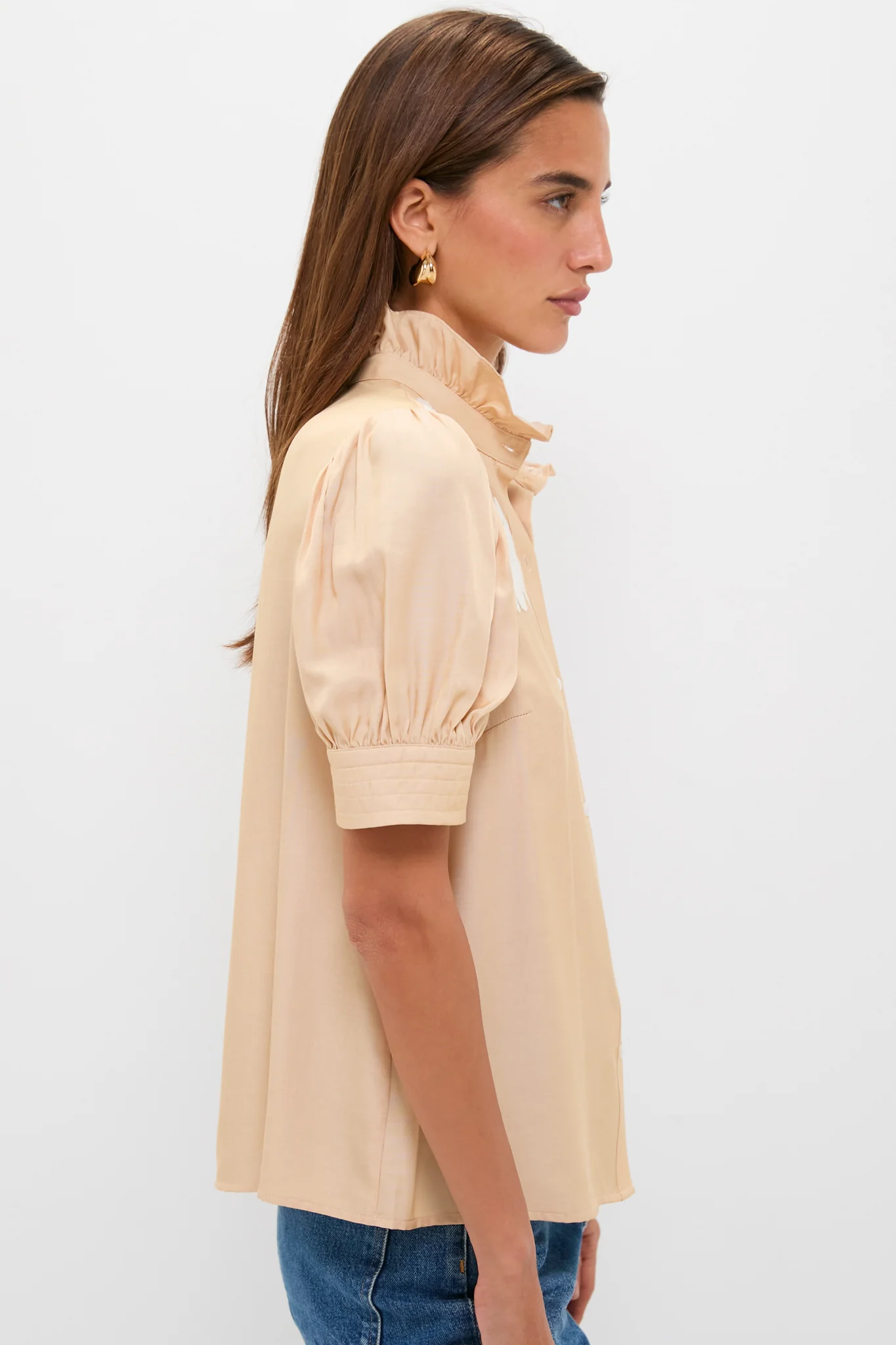 Tan & Cream Embroidery Louisa Blouse - Image 3