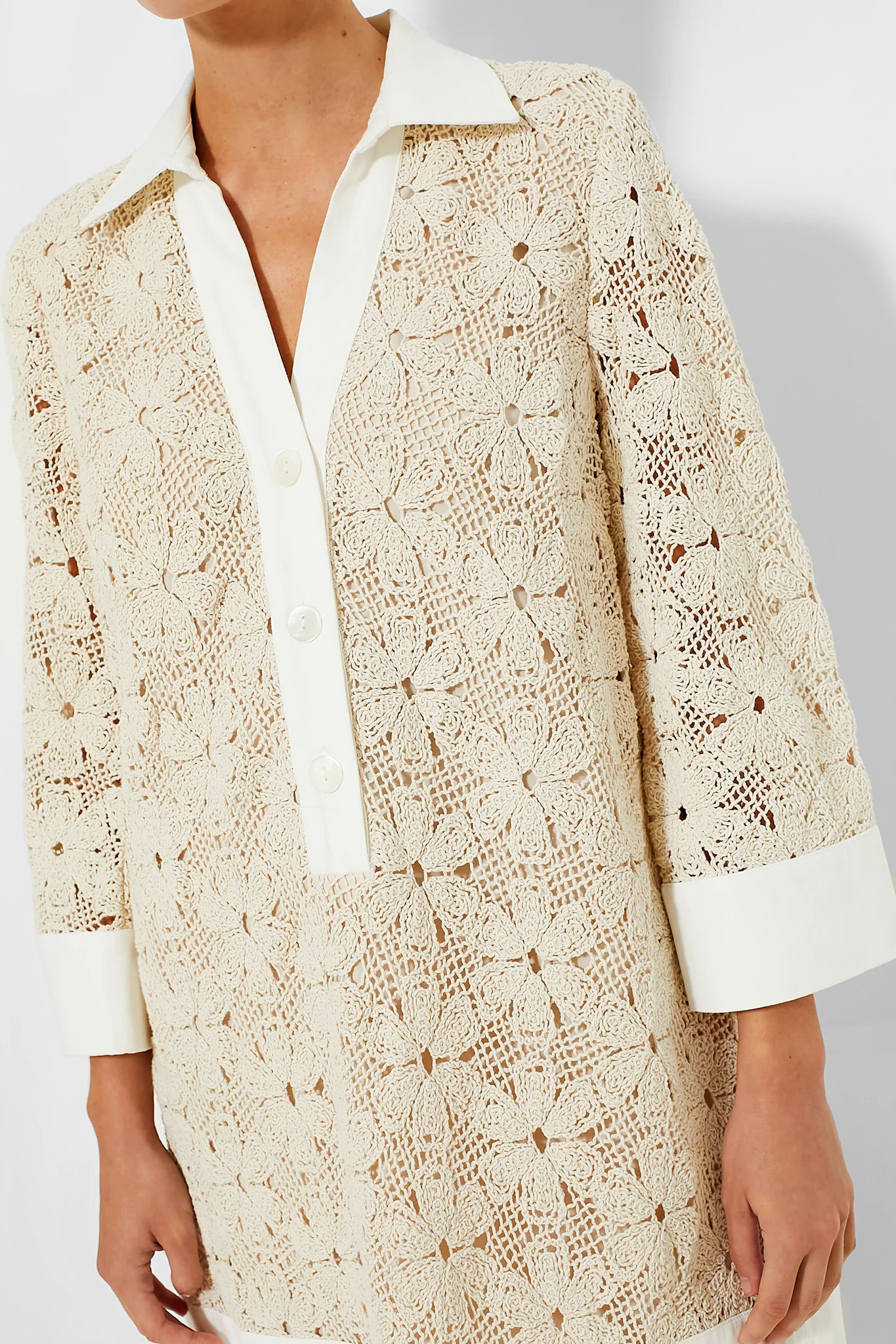 Tan Crochet Collier Dress - Image 3