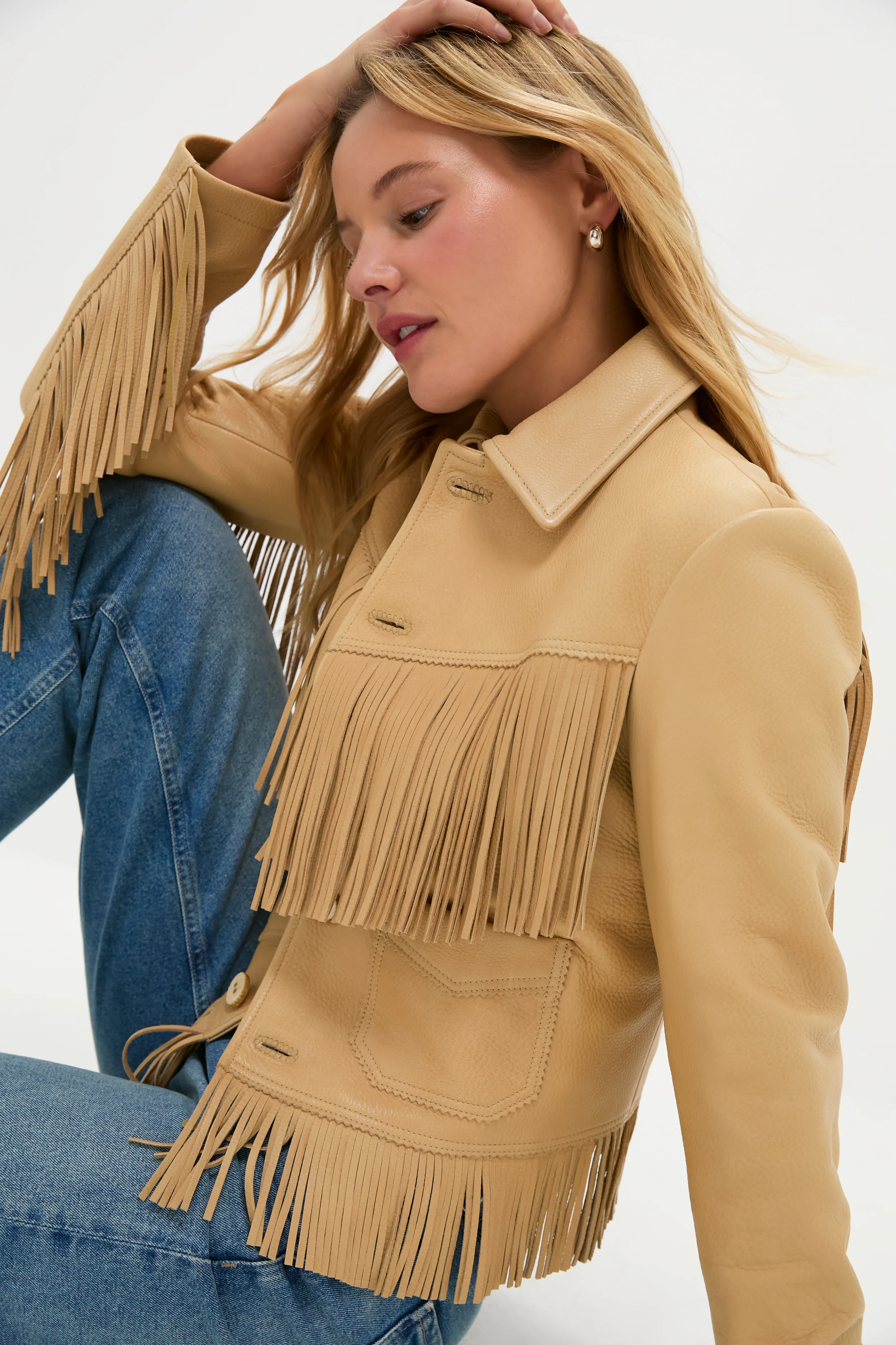 Tan Deerskin Fringe Jacket - Image 5