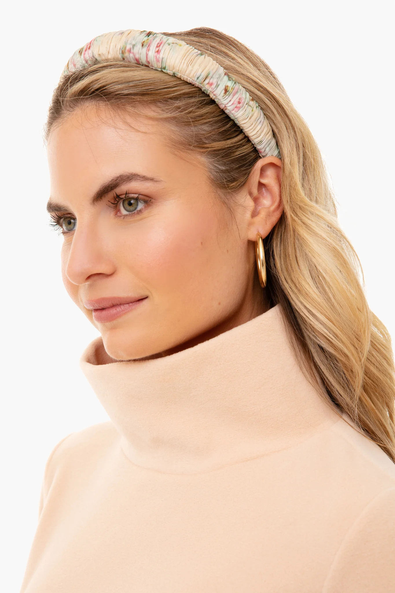 Tan Floral Marina Puffy Headband - Image 2