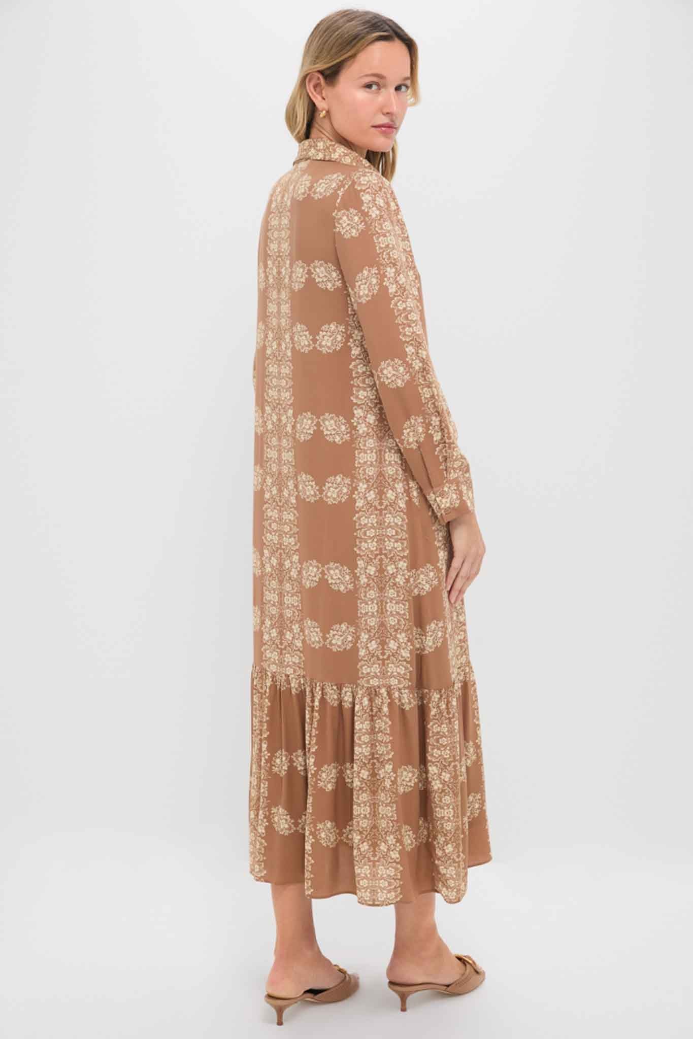 Tan Floral Miller Maxi Shirt Dress - Image 5
